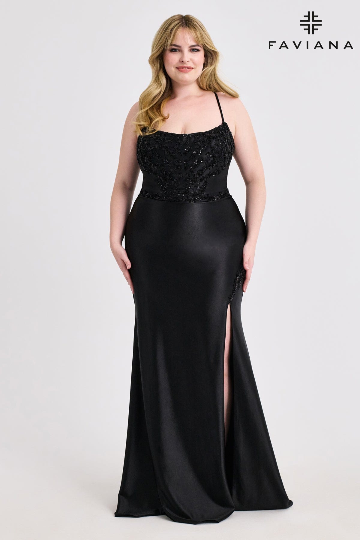 Prom Dresses Long Beaded Slit Evening Prom Dress Black