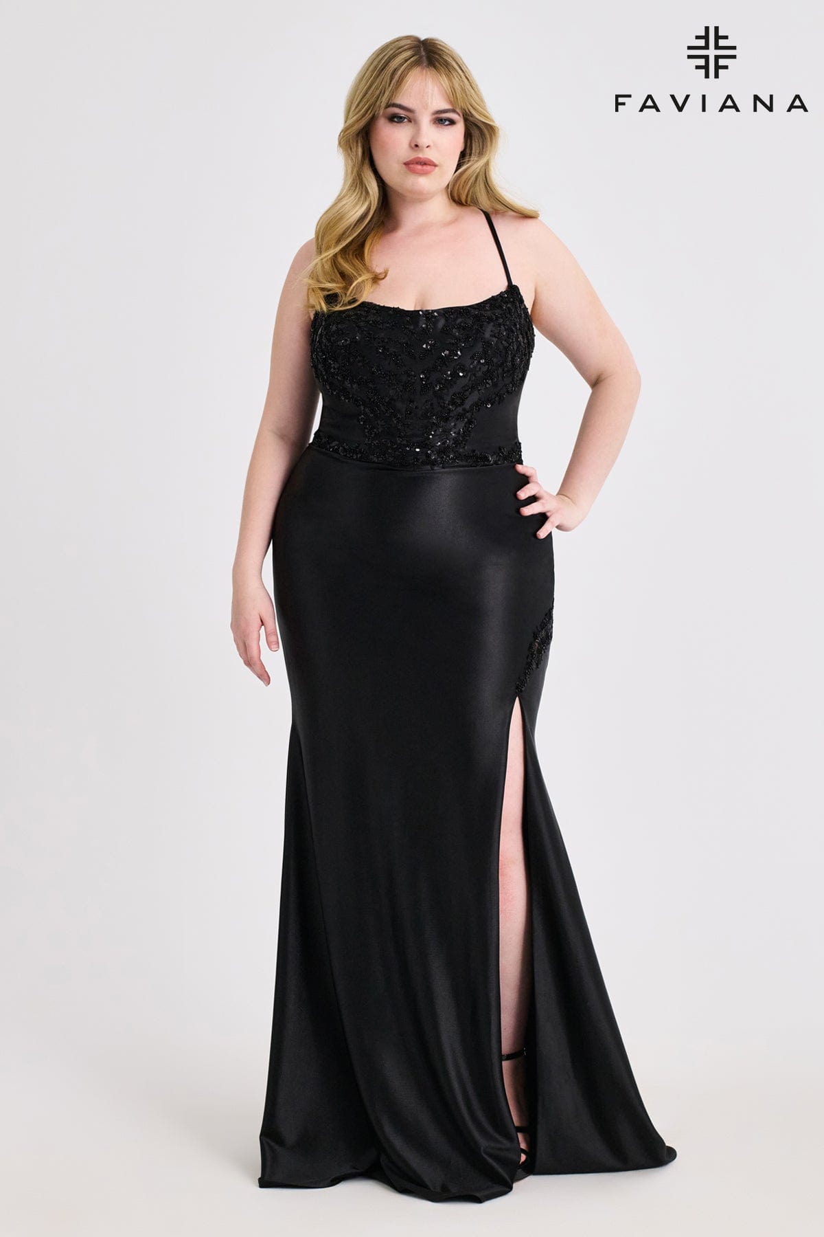 Prom Dresses Long Beaded Slit Evening Prom Dress Black