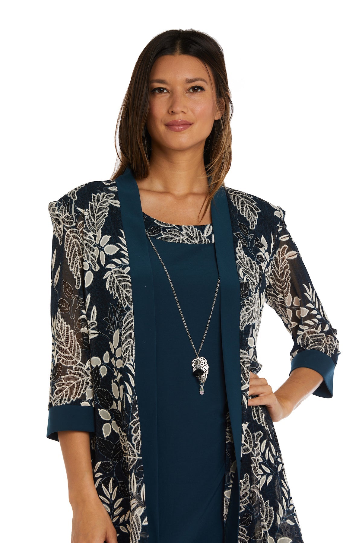 R&M Richards 9606P Two Piece Short Metallic Petite Jacket Dress
