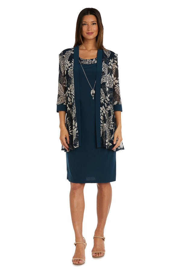 Short Metallic Jacket Dress Two Piece R&M Richards 9606P