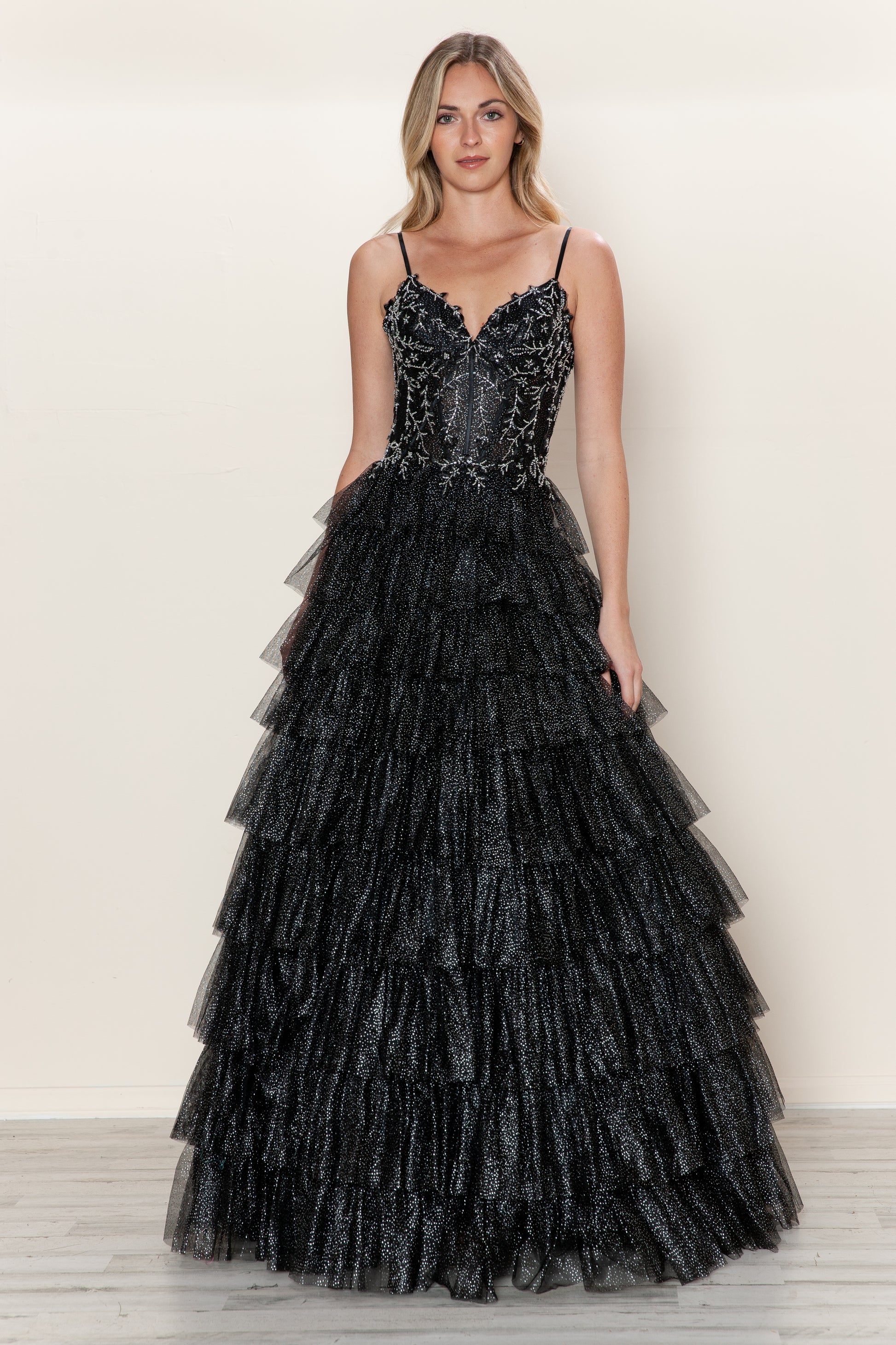 Poly USA 9608 Long Ball Gown Formal Ruffle Prom Dress