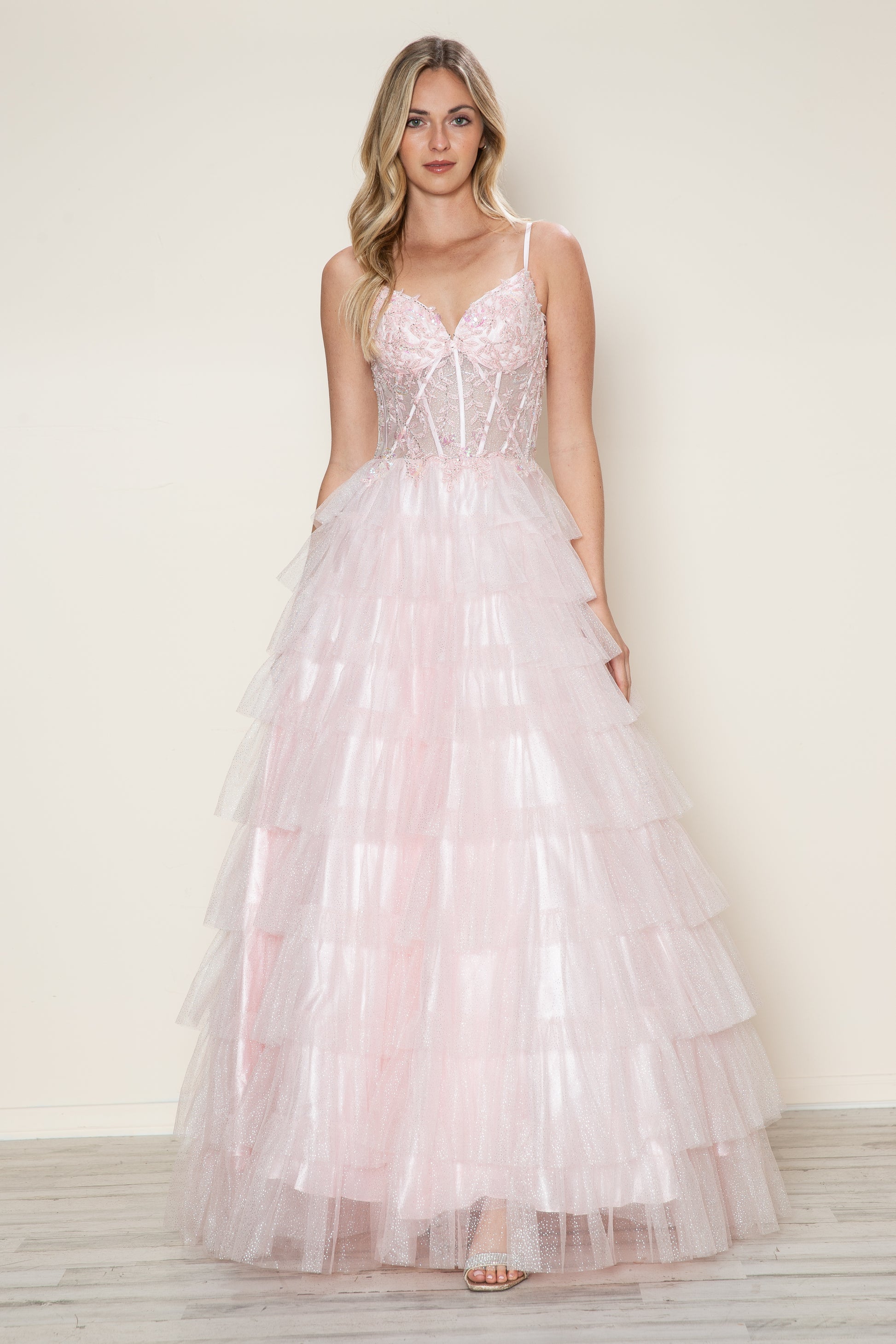 Poly USA 9608 Long Ball Gown Formal Ruffle Prom Dress