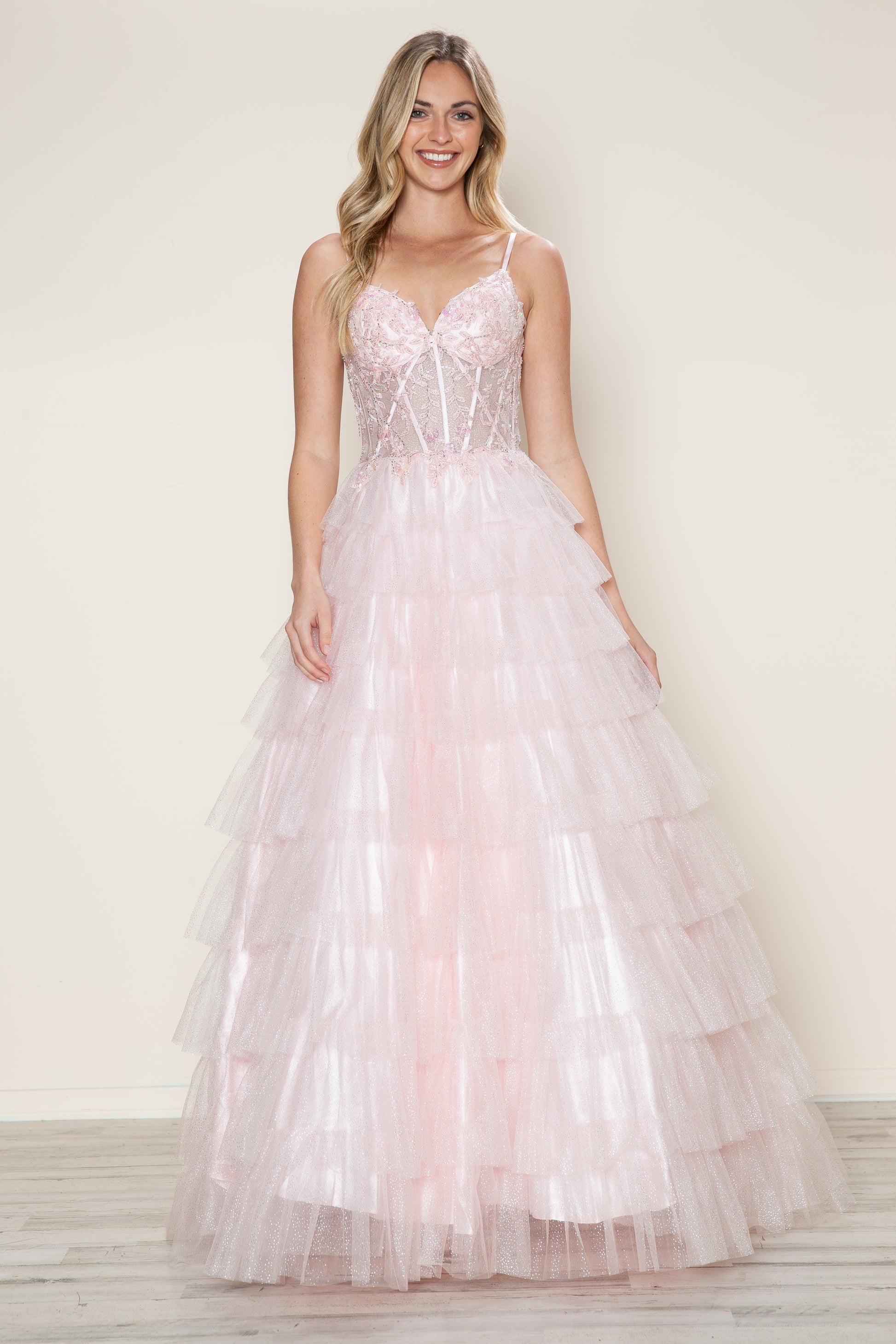 Poly USA 9608 Long Ball Gown Formal Ruffle Prom Dress