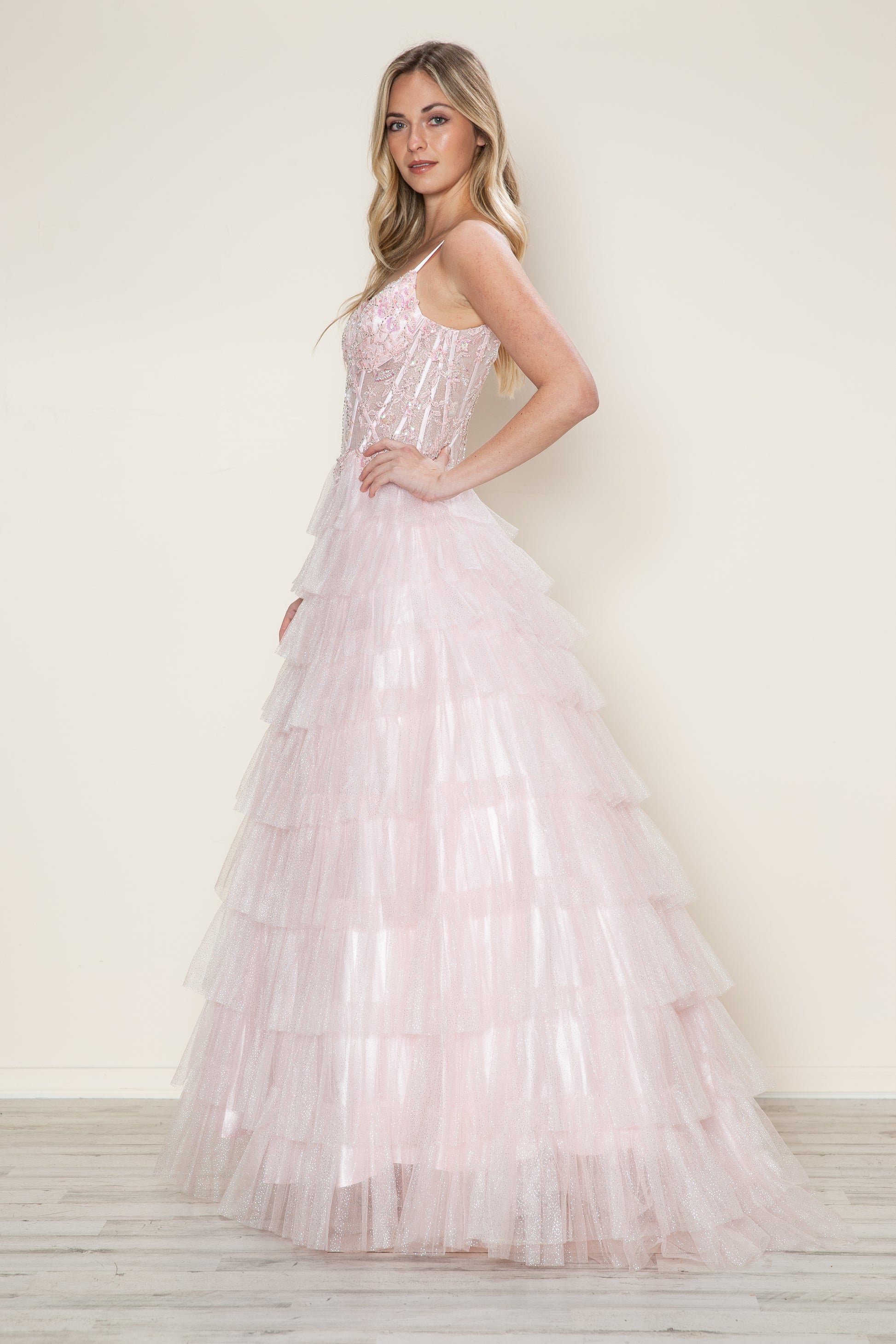 Poly USA 9608 Long Ball Gown Formal Ruffle Prom Dress