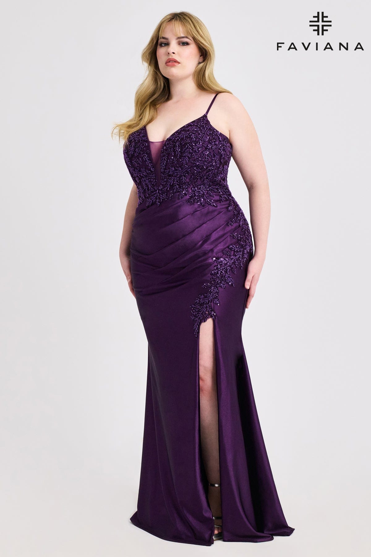 Plus Size Dresses Long Lace Applique Prom Dress Purple Amethyst