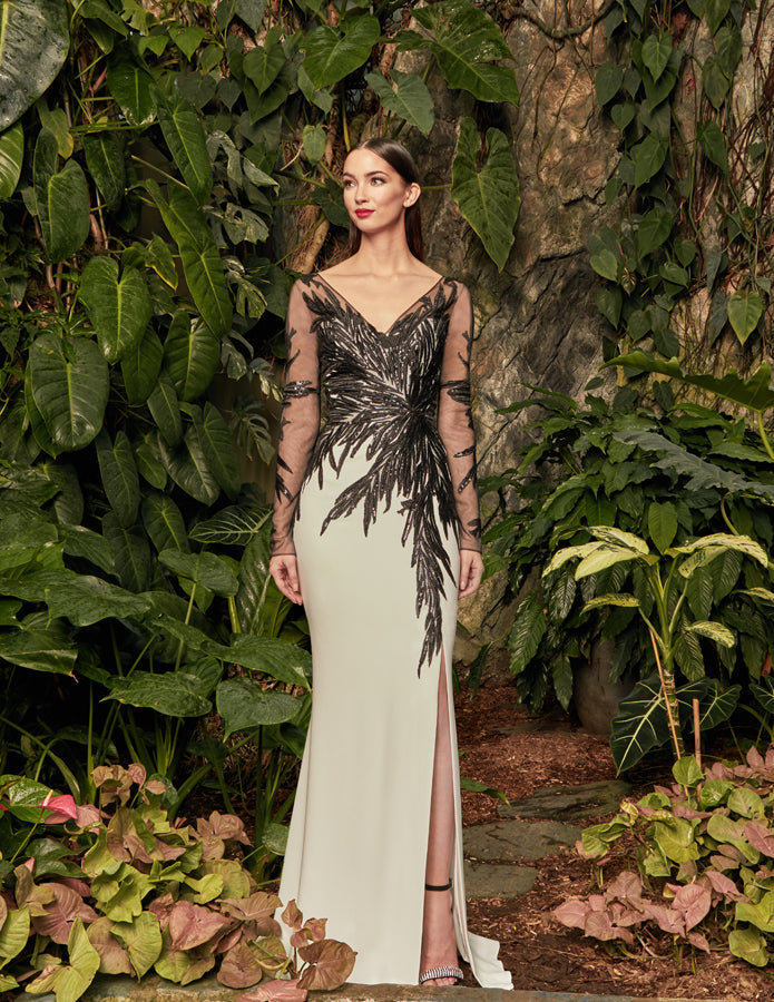 Alexander by Daymor 960 Beaded Long Sleeve Formal Applique Evening Dress