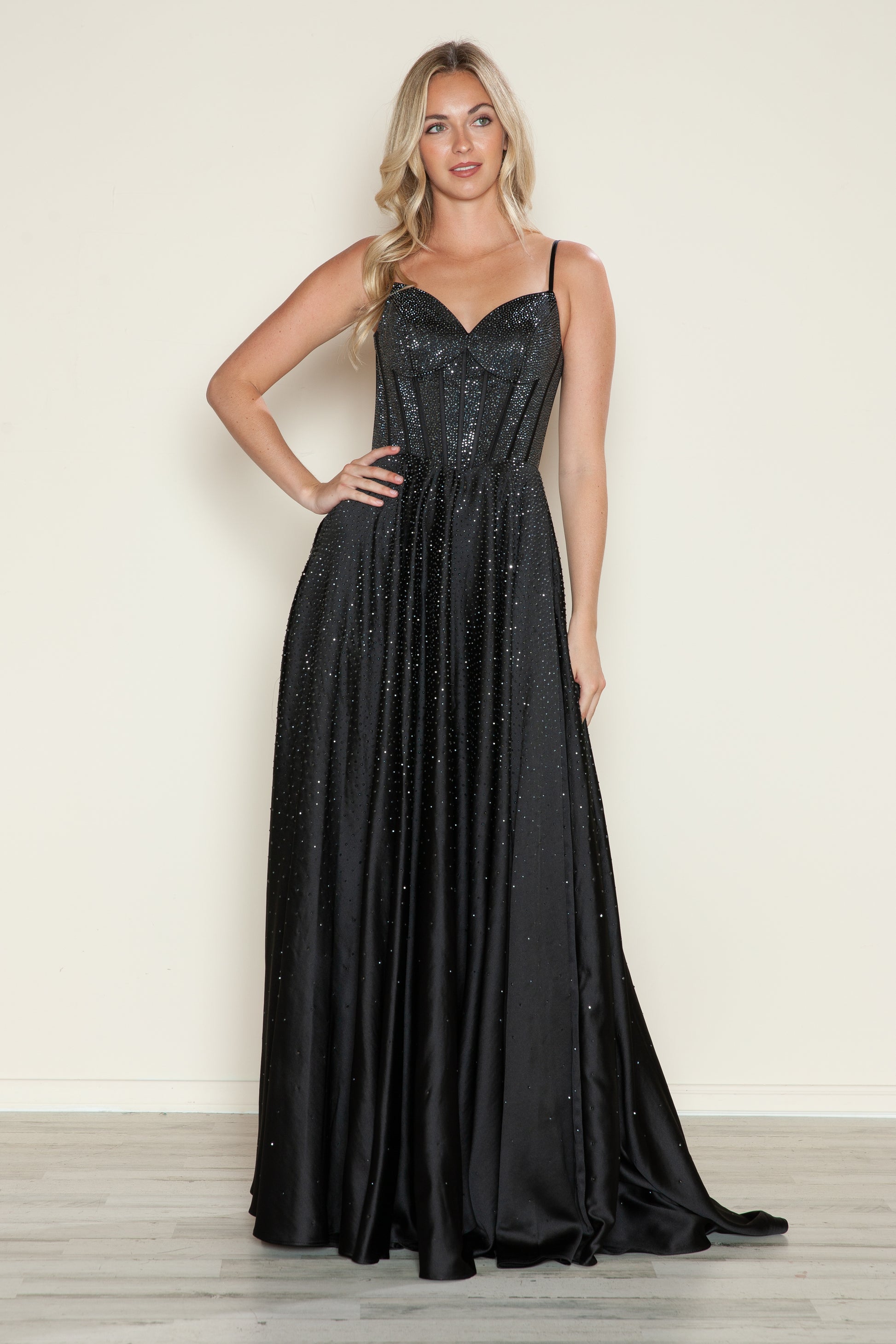 Poly USA 9610 Long Formal Beaded A Line Prom Dress