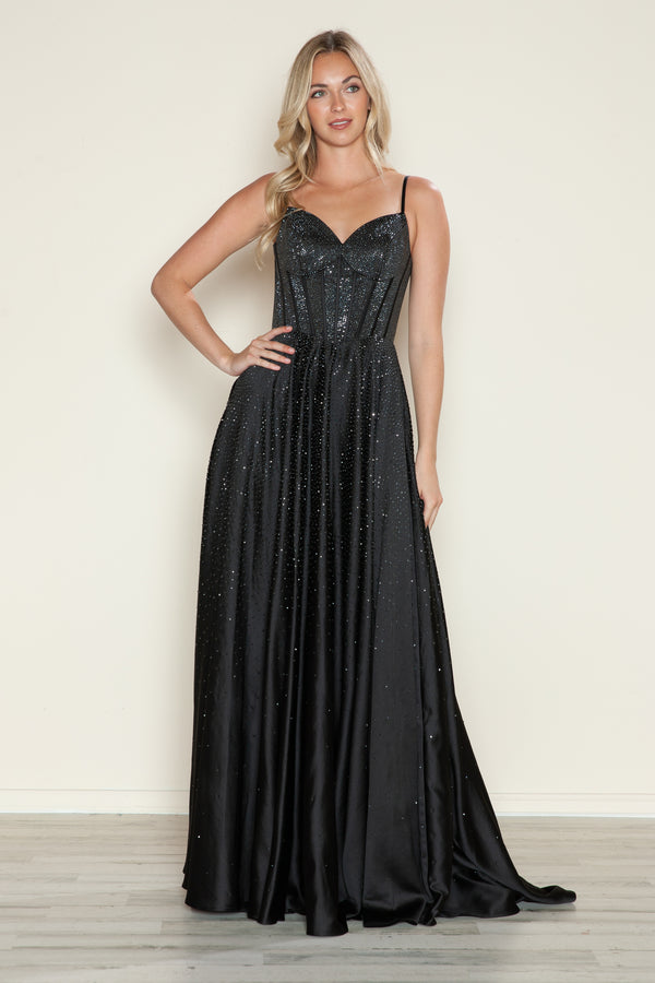 Poly USA 9610 Long Formal Beaded A Line Prom Dress