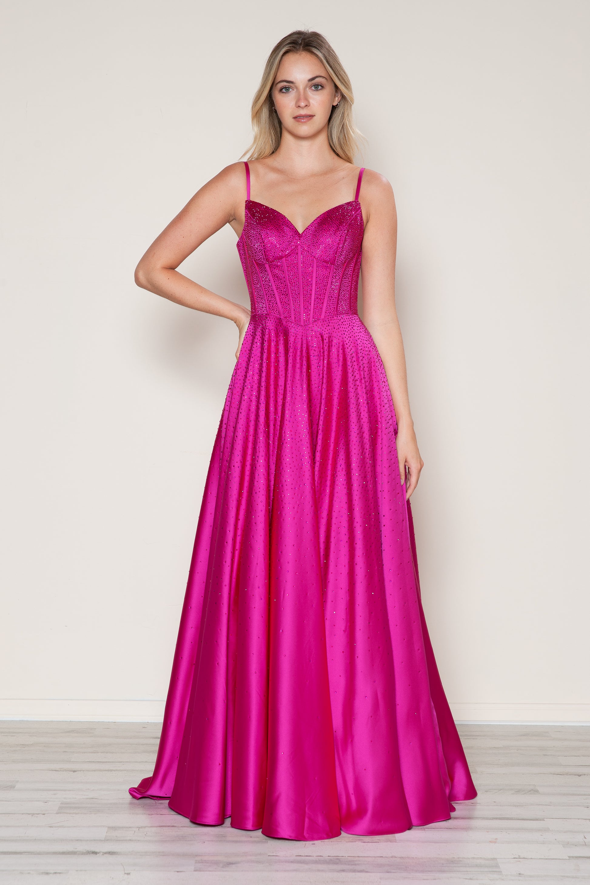 Poly USA 9610 Long Formal Beaded A Line Prom Dress
