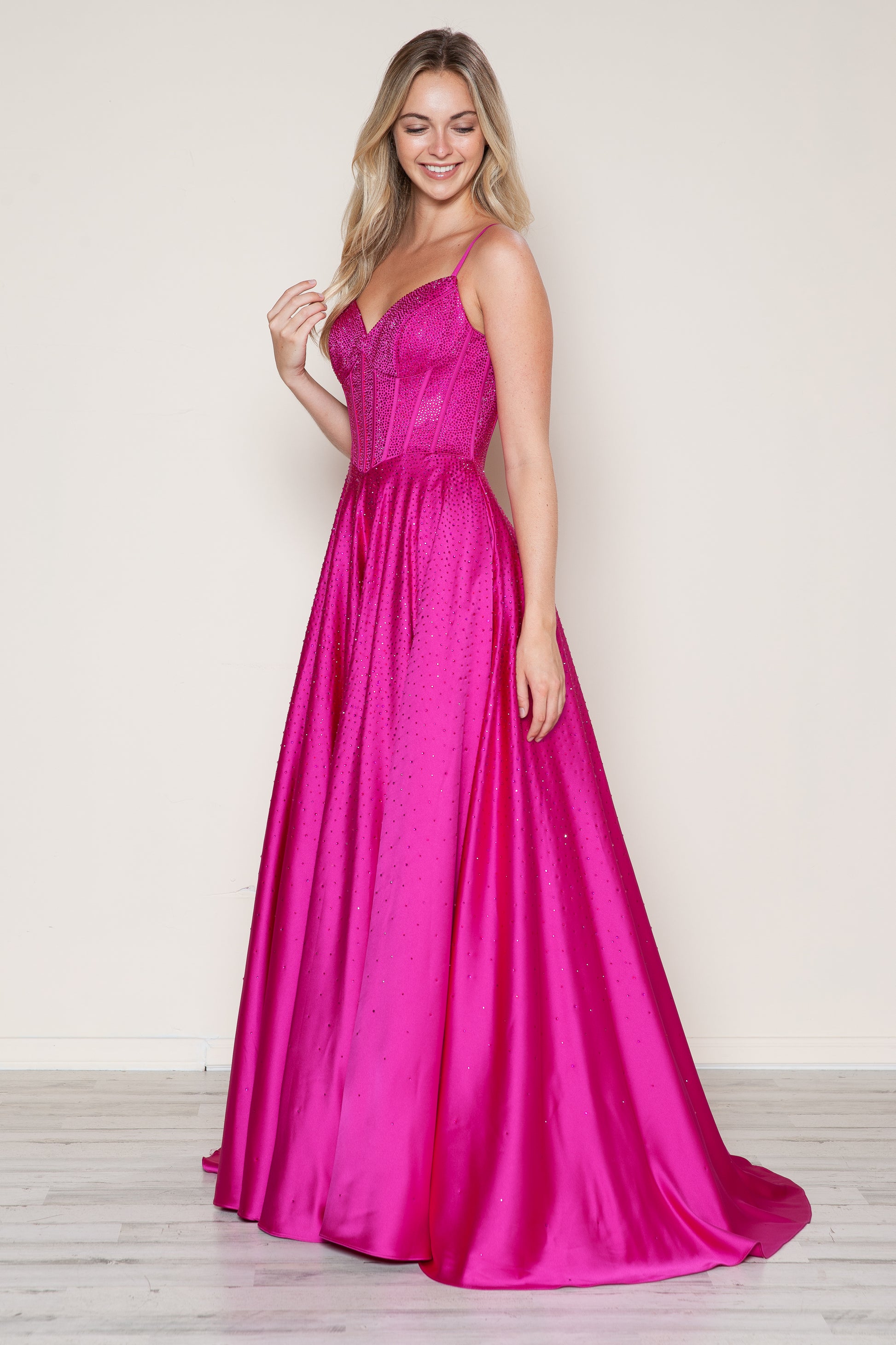 Poly USA 9610 Long Formal Beaded A Line Prom Dress