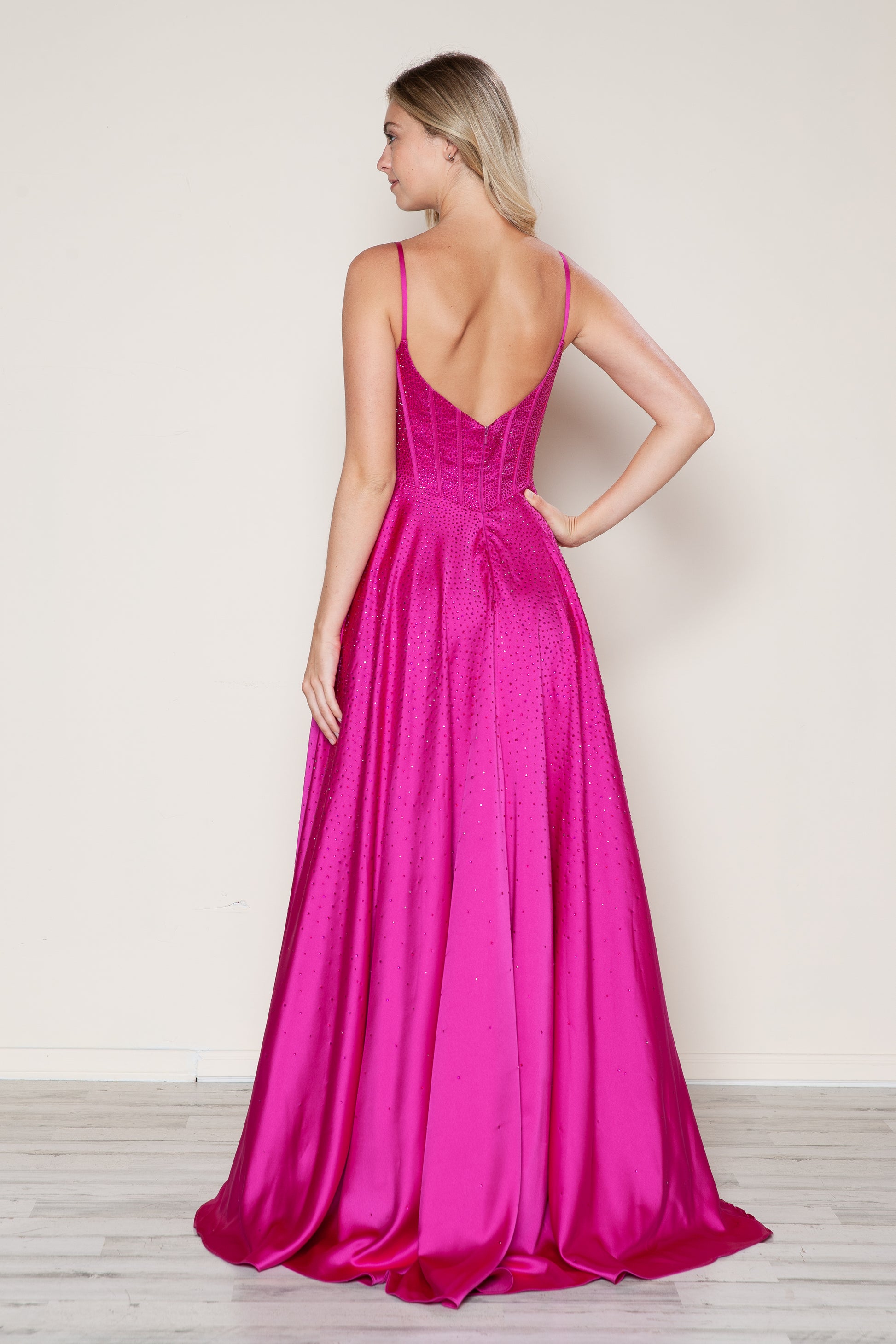 Poly USA 9610 Long Formal Beaded A Line Prom Dress