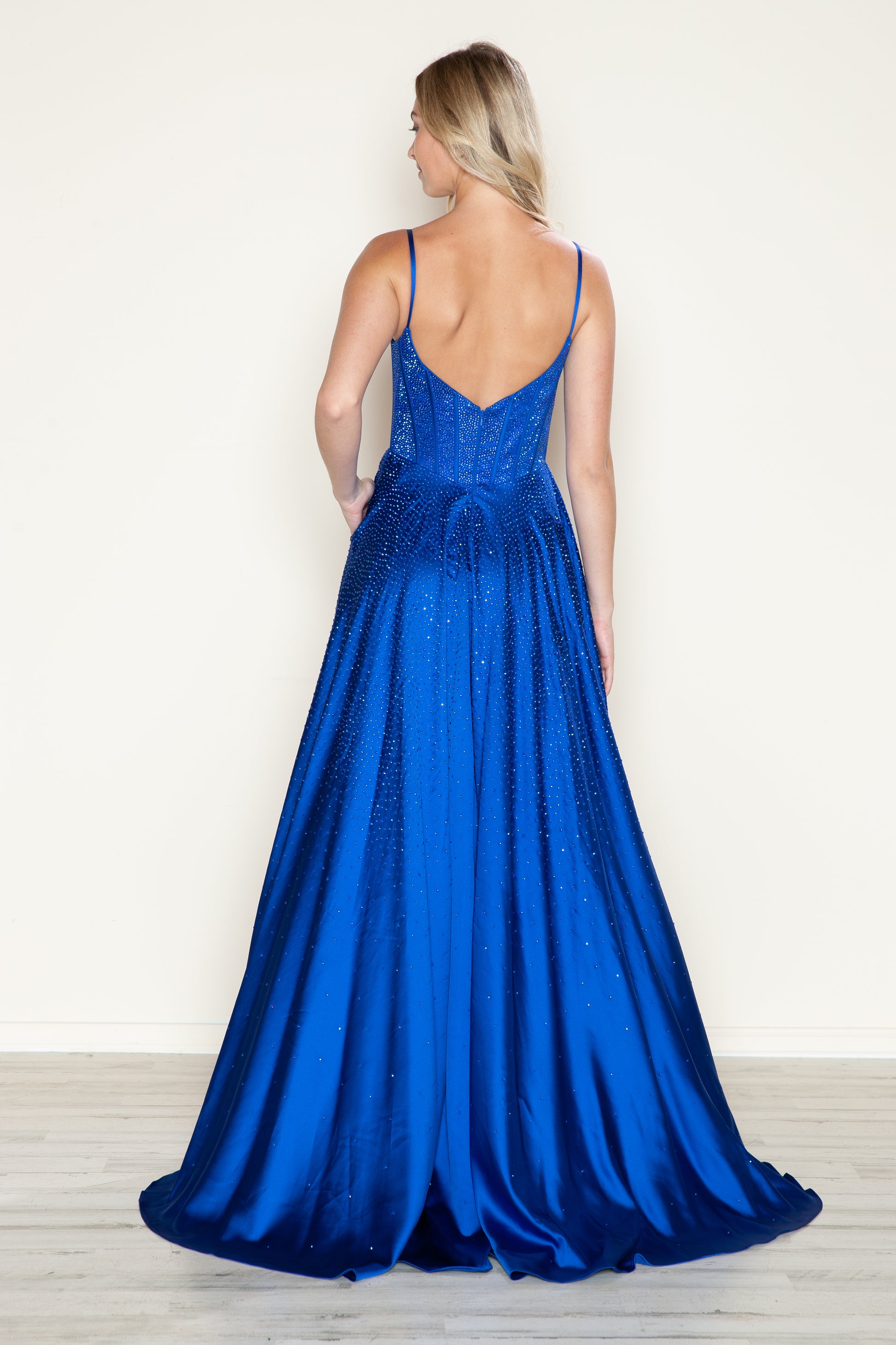 Poly USA 9610 Long Formal Beaded A Line Prom Dress