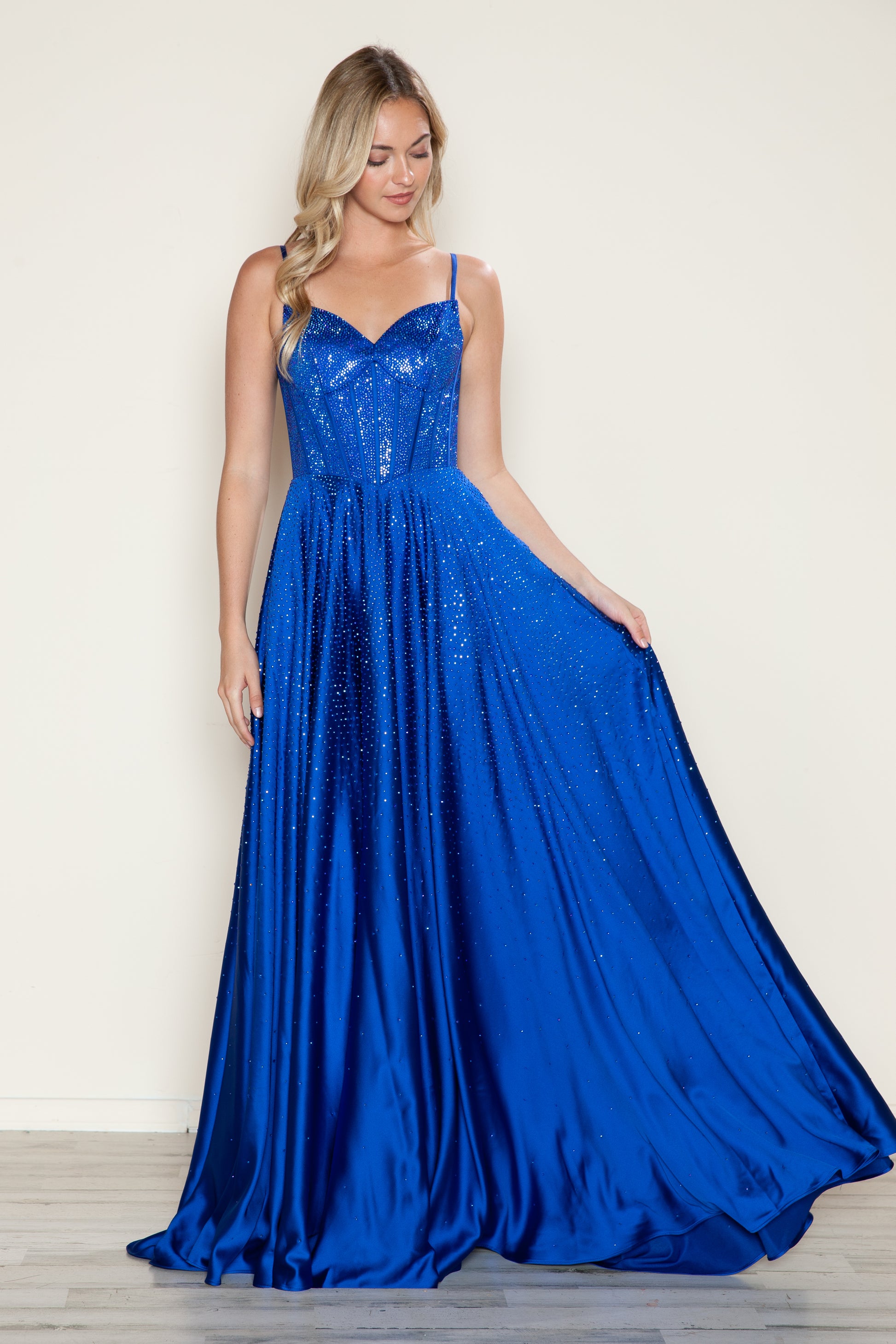 Poly USA 9610 Long Formal Beaded A Line Prom Dress