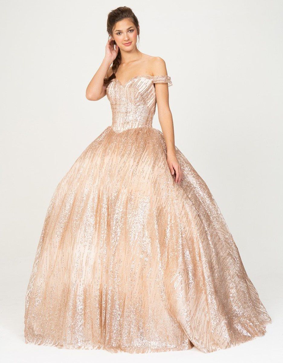 Prom Dresses Long Formal Prom A Line Glitter Dress Eureka Fashion 9616 Rose Gold