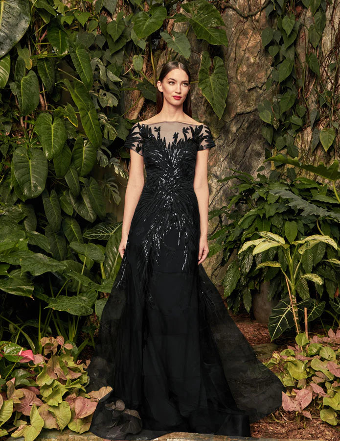 Alexander by Daymor 961 Long Formal Mother of the Bride Sequin Dress - BLACK/NUDE / 4 Alexander by Daymor 961 Long Formal Mother of the Bride Sequin Dress - BLACK/NUDE / 4