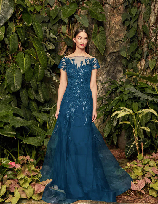 Mother of the Bride Dresses Long Sleeve Formal Mother of the Bride Dress Teal Blue
