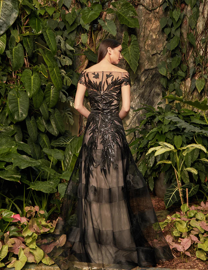 Mother of the Bride Dresses Long Formal Mother of the Bride Sequin Dress Black/Nude