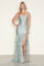 Prom Dresses Fitted Long Formal Tiered Slit Prom Beaded Dress Silver