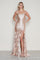 Prom Dresses Long Beaded Formal Tiered Slit Prom Dress Champagne