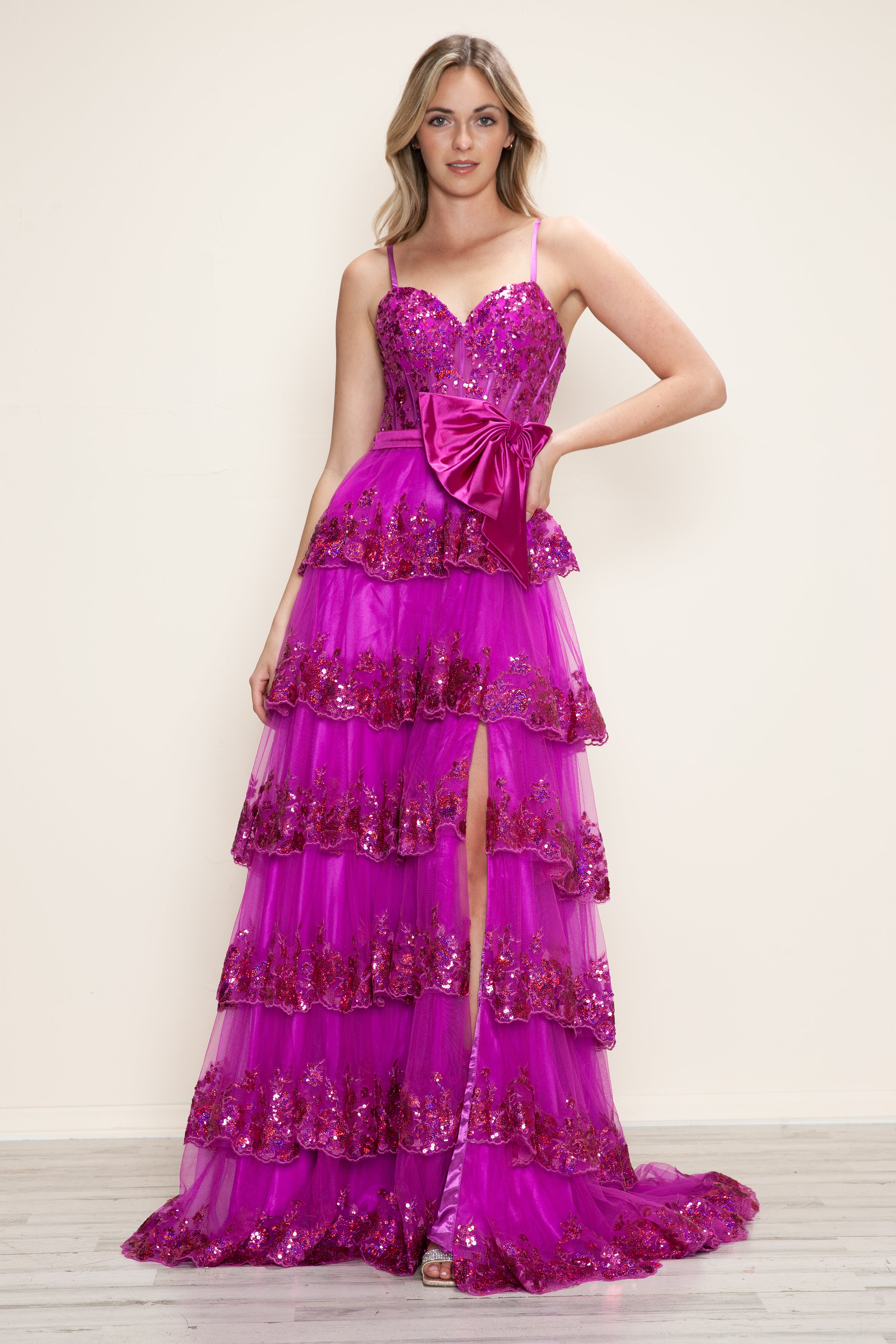 pink sequin a line dress Luxury Pink Sequin Off Shoulder Tulle A Line Evening Dress LA73711 Pink / 12