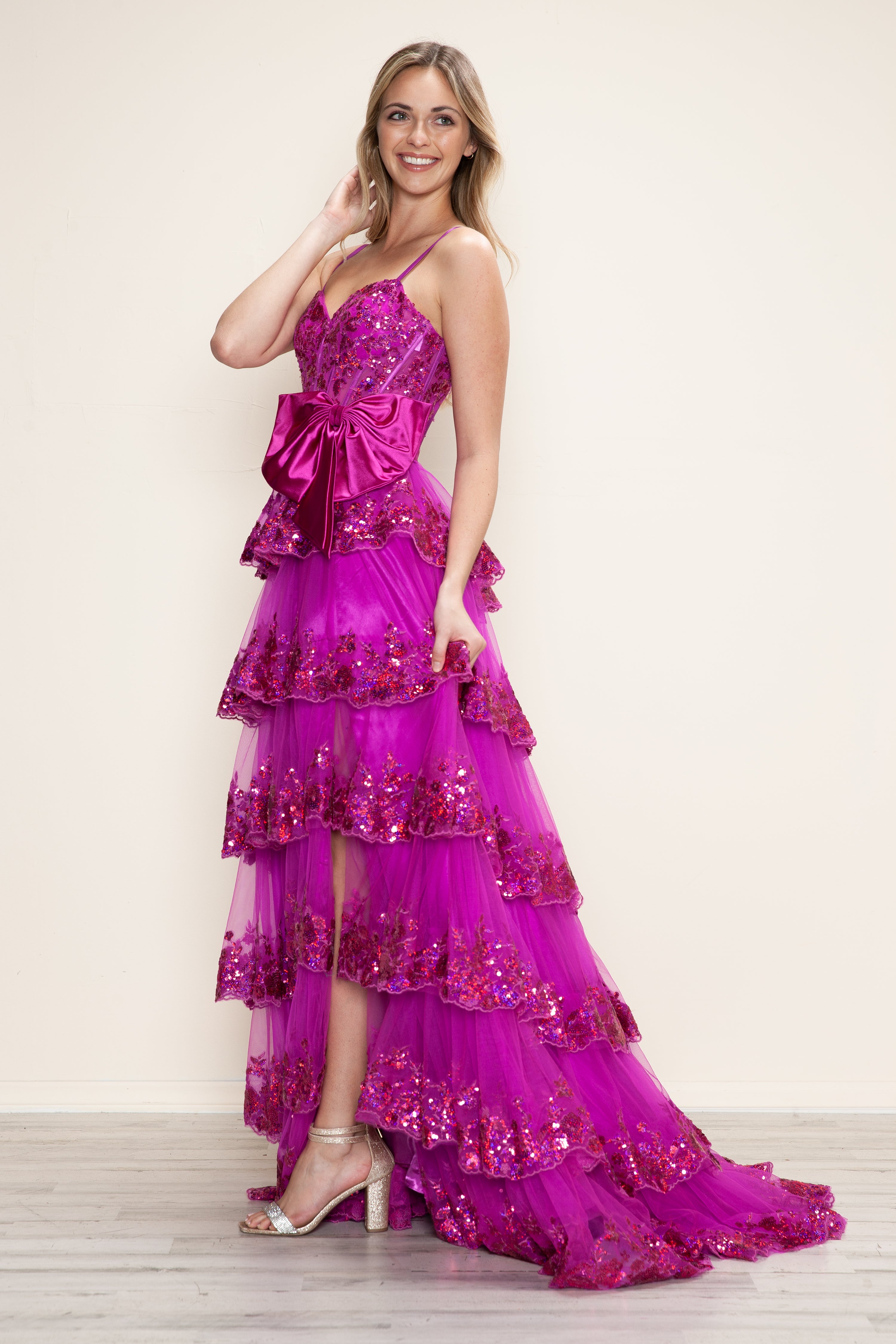 Prom Dresses Long Prom Sequin Formal A Line Dress Fuchsia