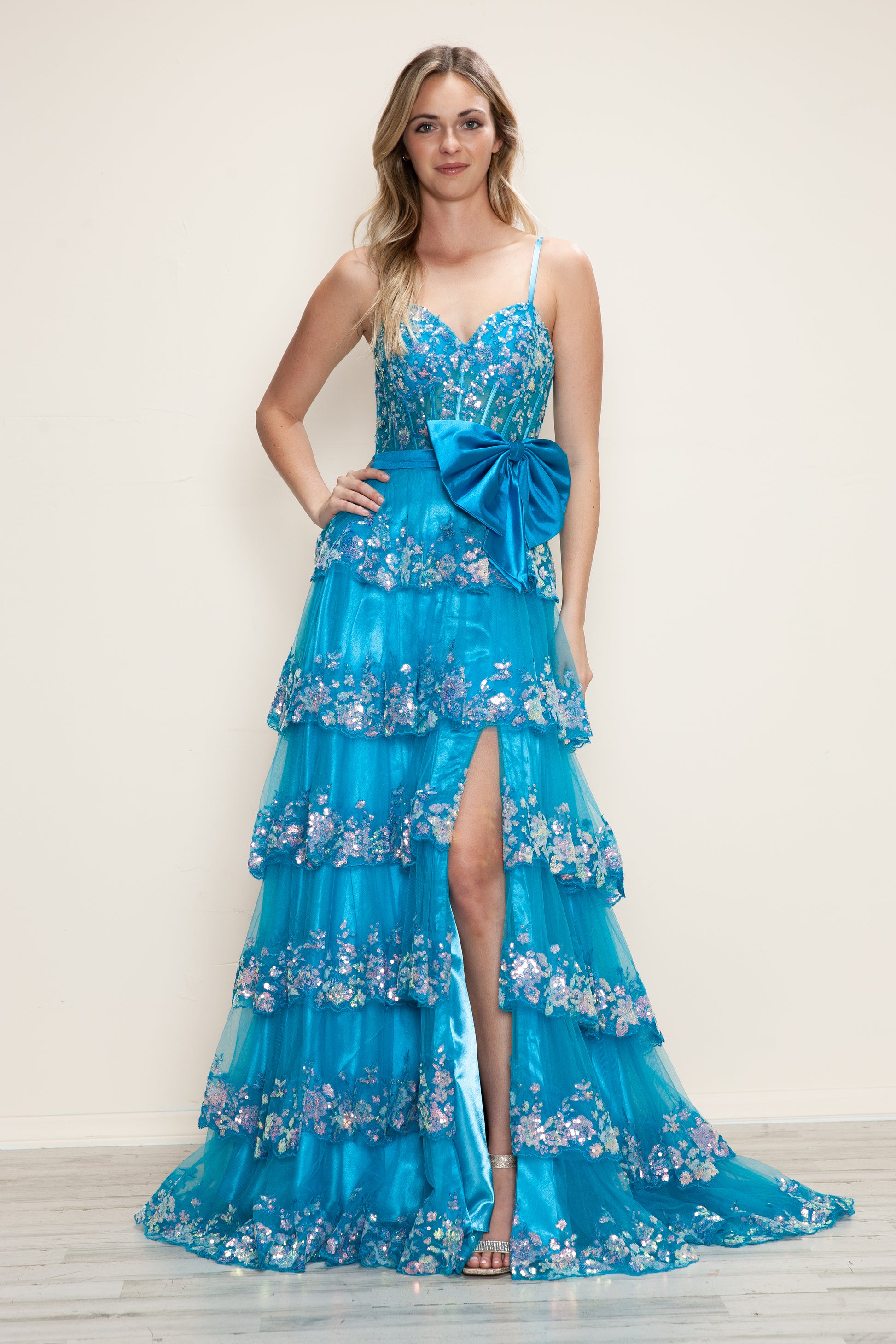 Poly USA 9626 Long Prom Sequin Formal A Line Dress