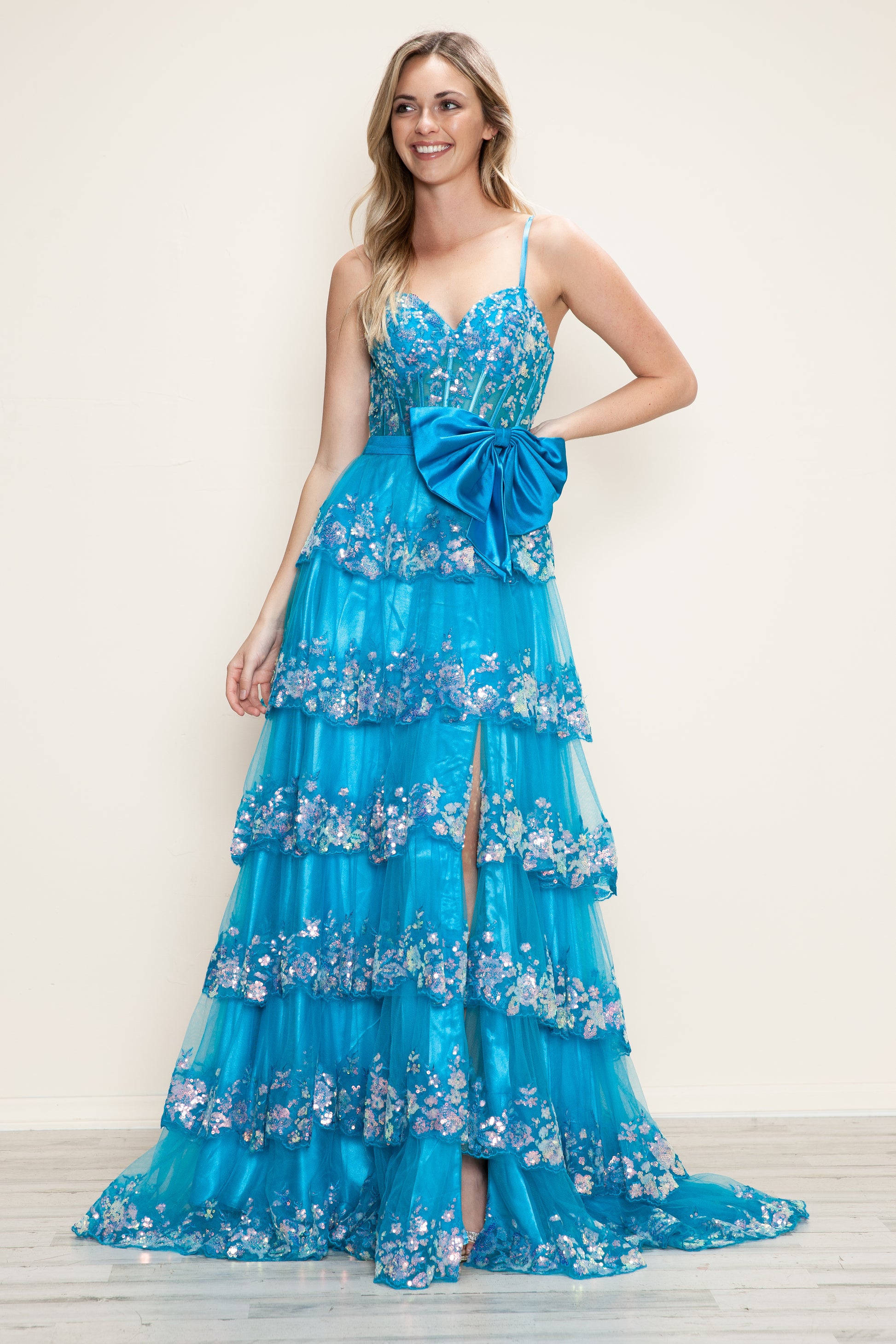 Poly USA 9626 Long Prom Sequin Formal A Line Dress