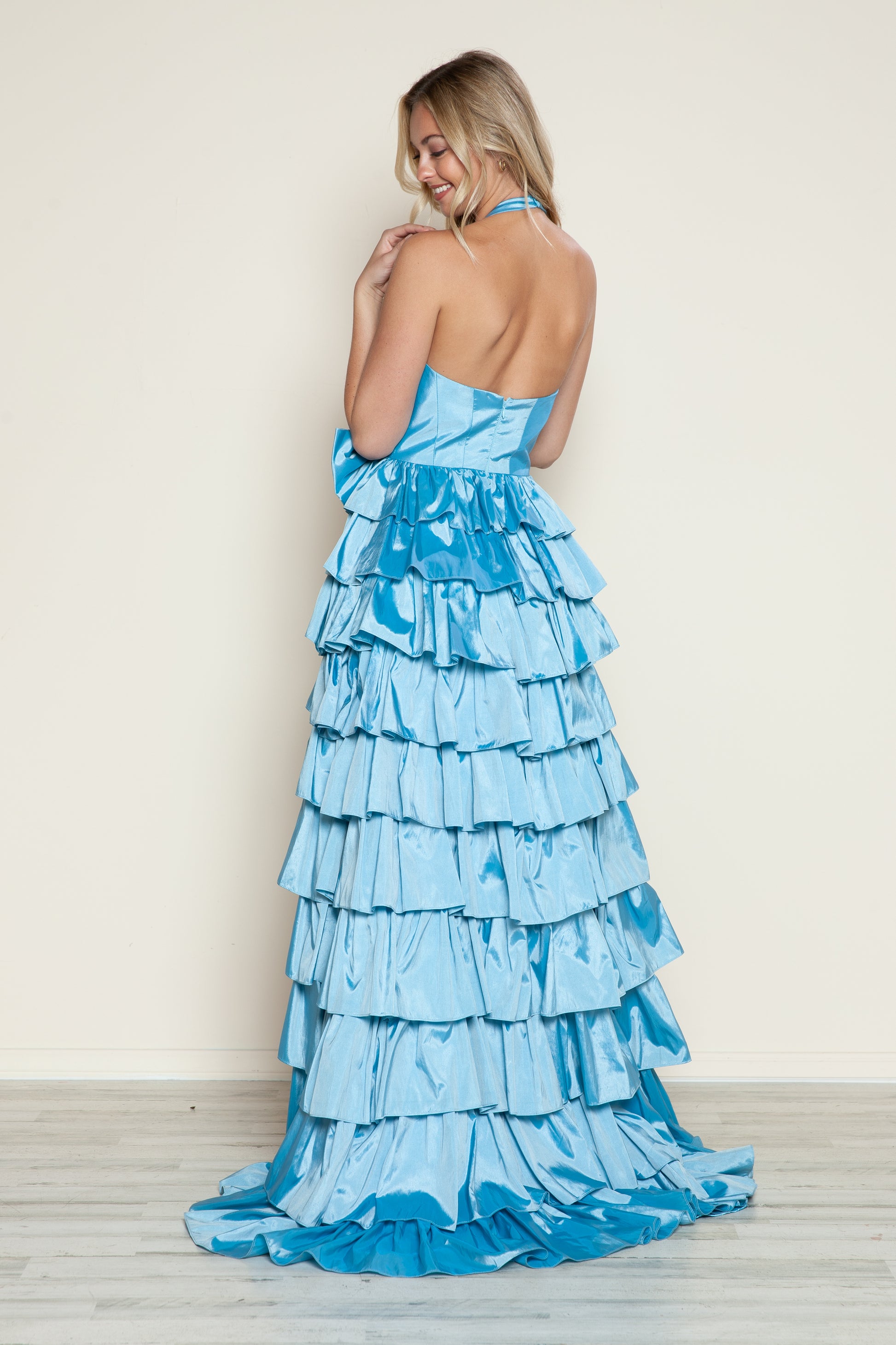 Poly USA 9642 Long Tiered A Line Formal Prom Dress