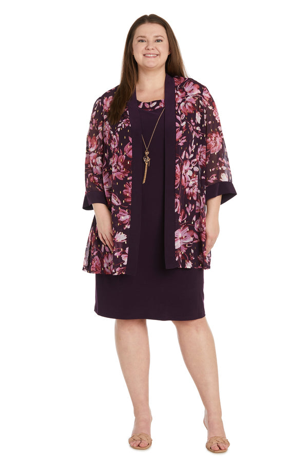 Short Printed Floral Jacket Dress Mother of the Bride R&M Richards 9646W