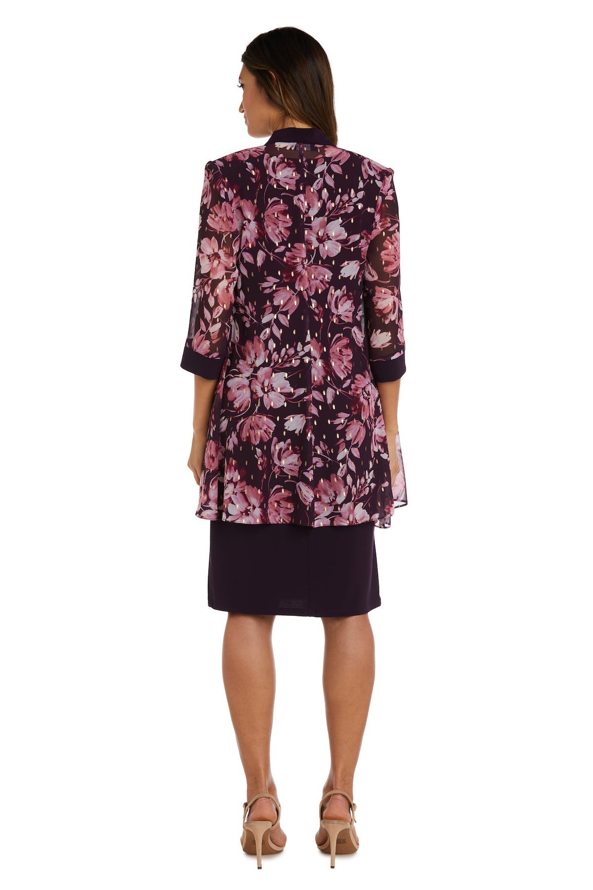 R&M Richards 9646P Short Two Piece Floral Print Jacket Petite Dress