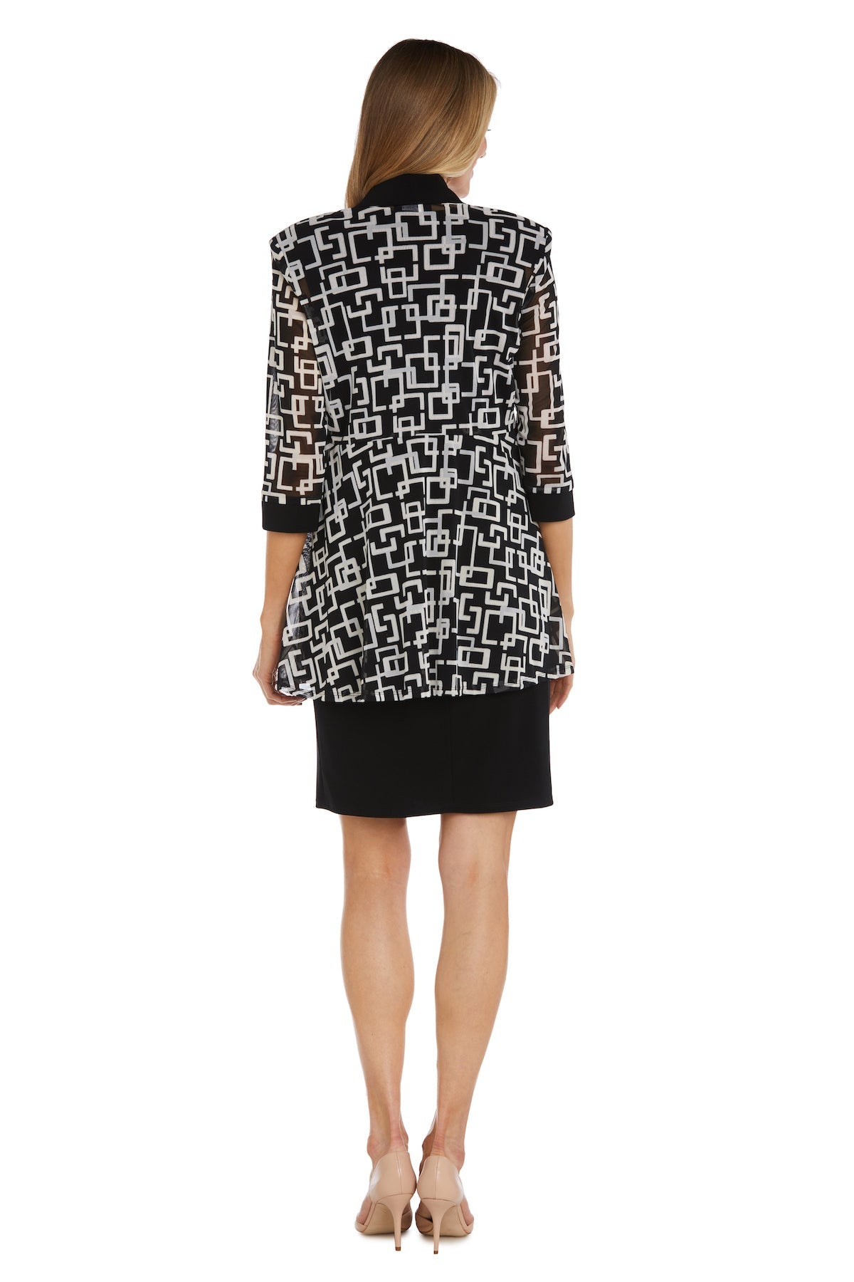 Mother of the Bride Dresses Short Print Jacket Mother of the Bride Black/White