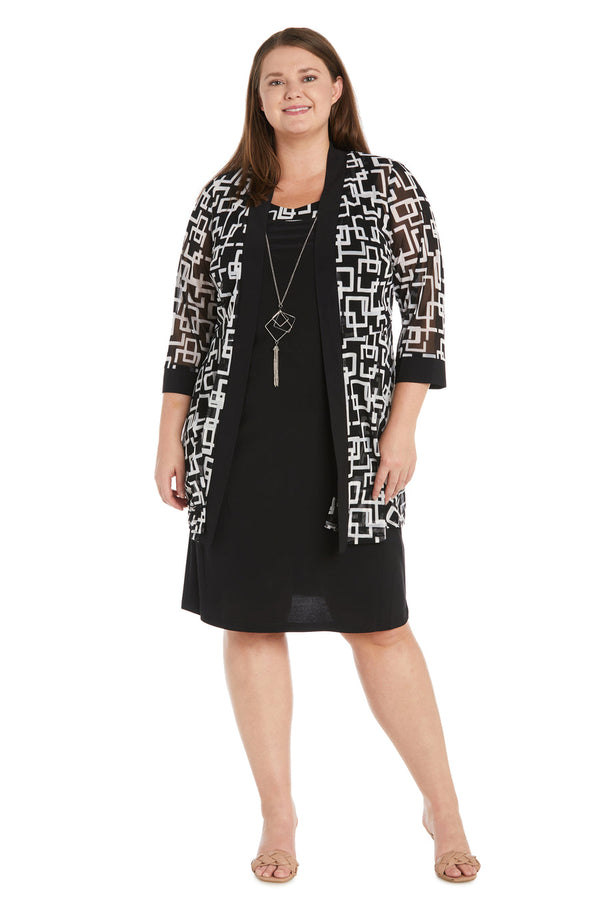 Plus Size Short Print Jacket Dress Two Piece R&M Richards 9693W