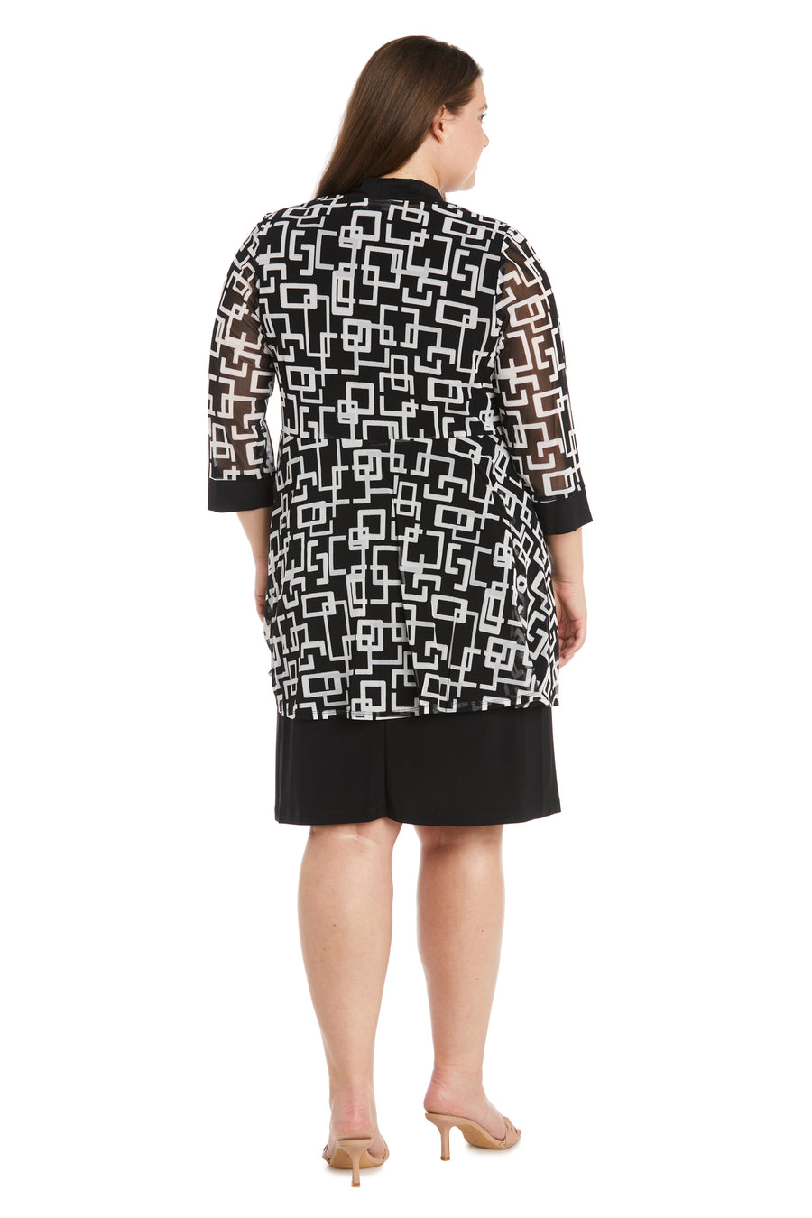 R&M Richards 9693W Plus Size Two Piece Short Print Jacket Dress