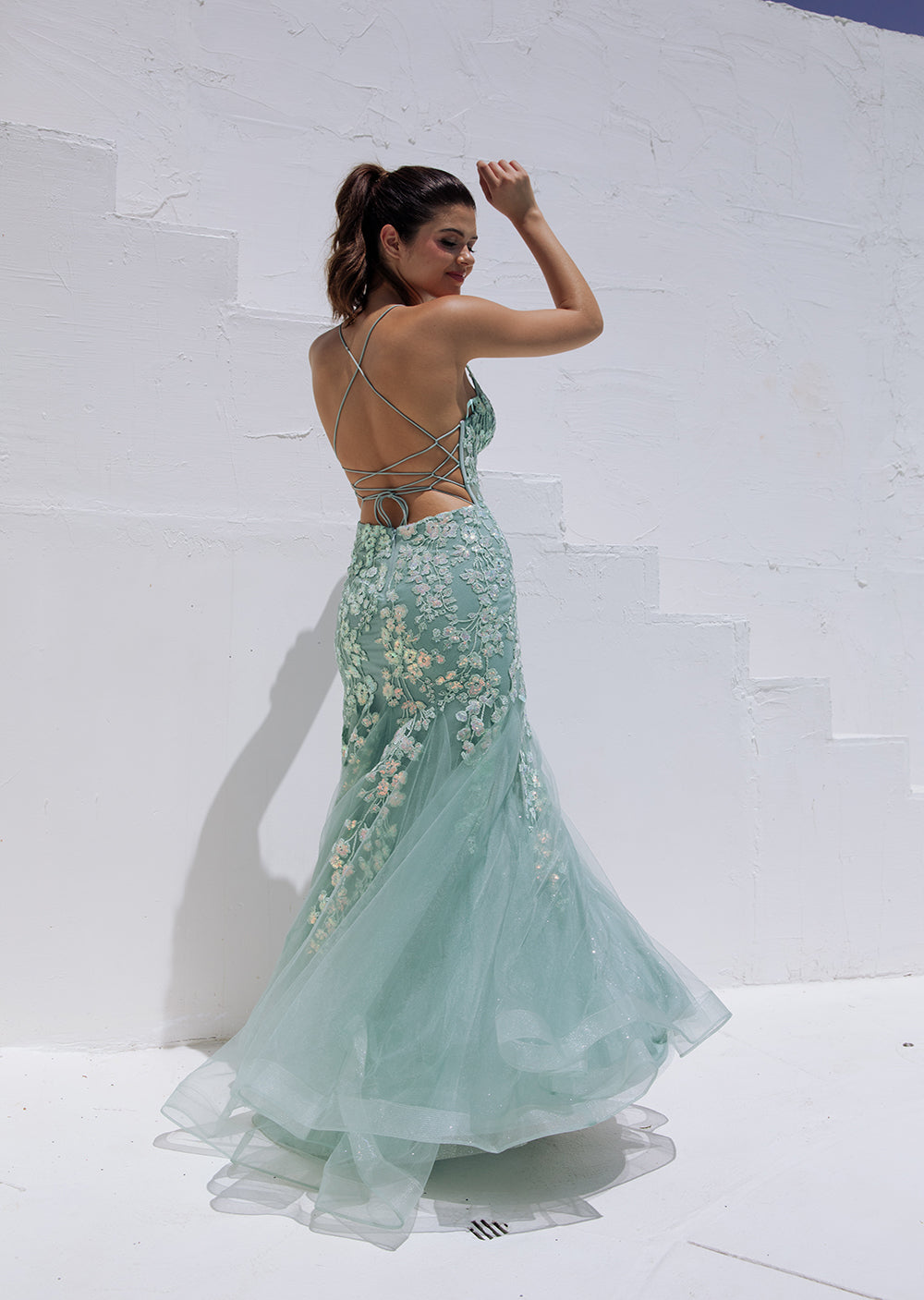 Prom Dresses Formal Floral Sequin Mermaid Prom Long Dress Eureka Fashion 9696 Sage
