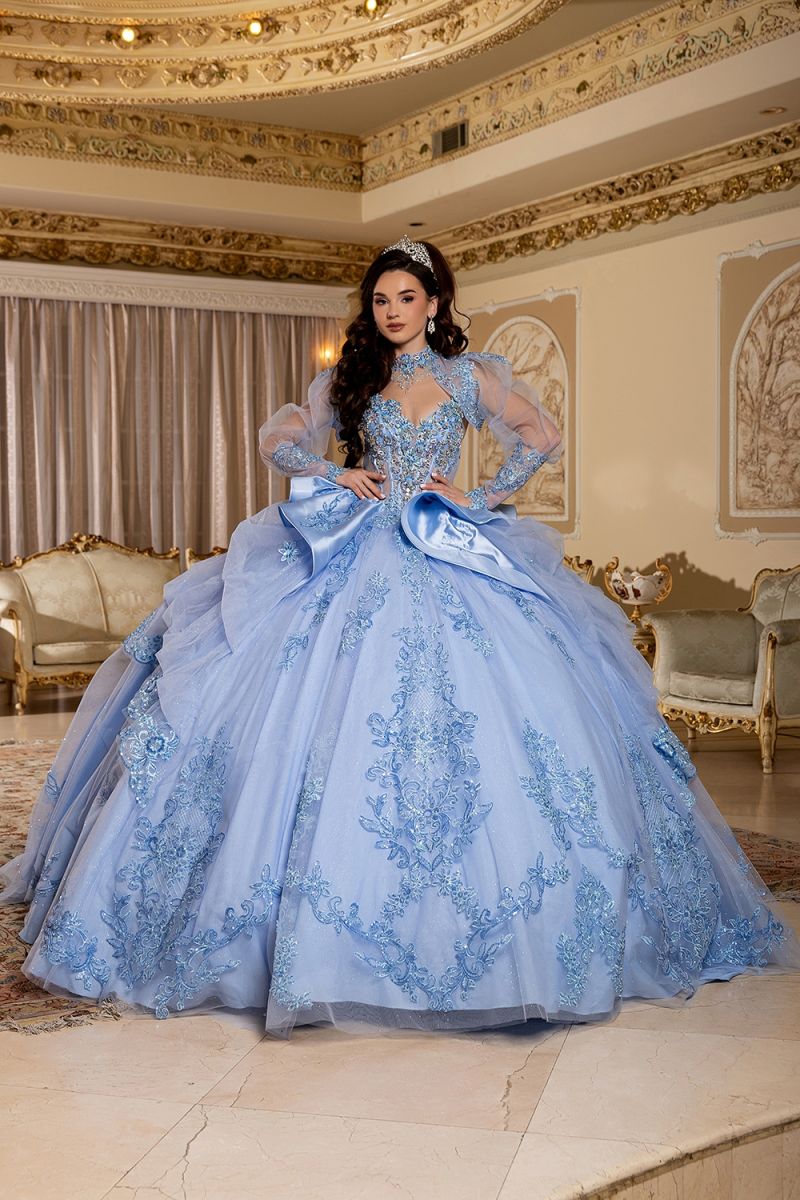 Illusion Floor-Length Tulle Quinceaera Ball Gown May Queen LK299 - Lilac / 20