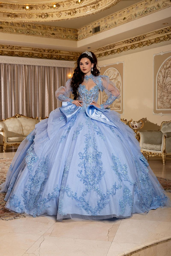 Illusion Floor-Length Tulle Quinceañera Ball Gown May Queen LK299