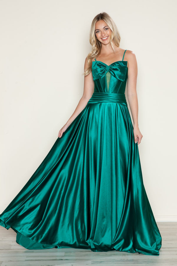 Poly USA 9702 Long Formal A Line Corset Prom Dress
