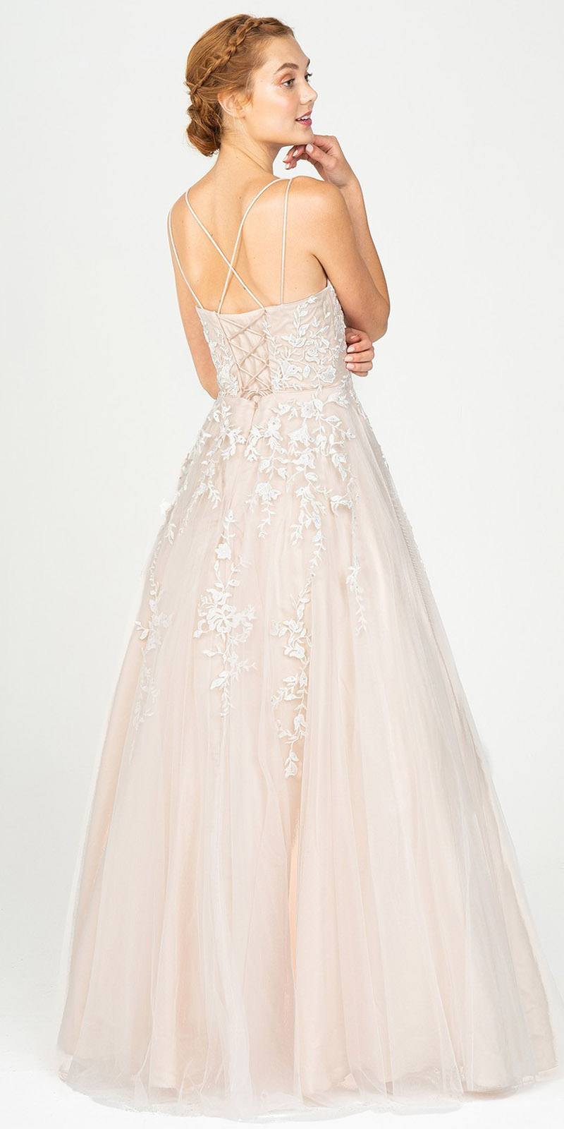Wedding Dresses Long Bridal Lace Wedding A Line Dress Eureka Fashion 9757 Ivory/Champagne