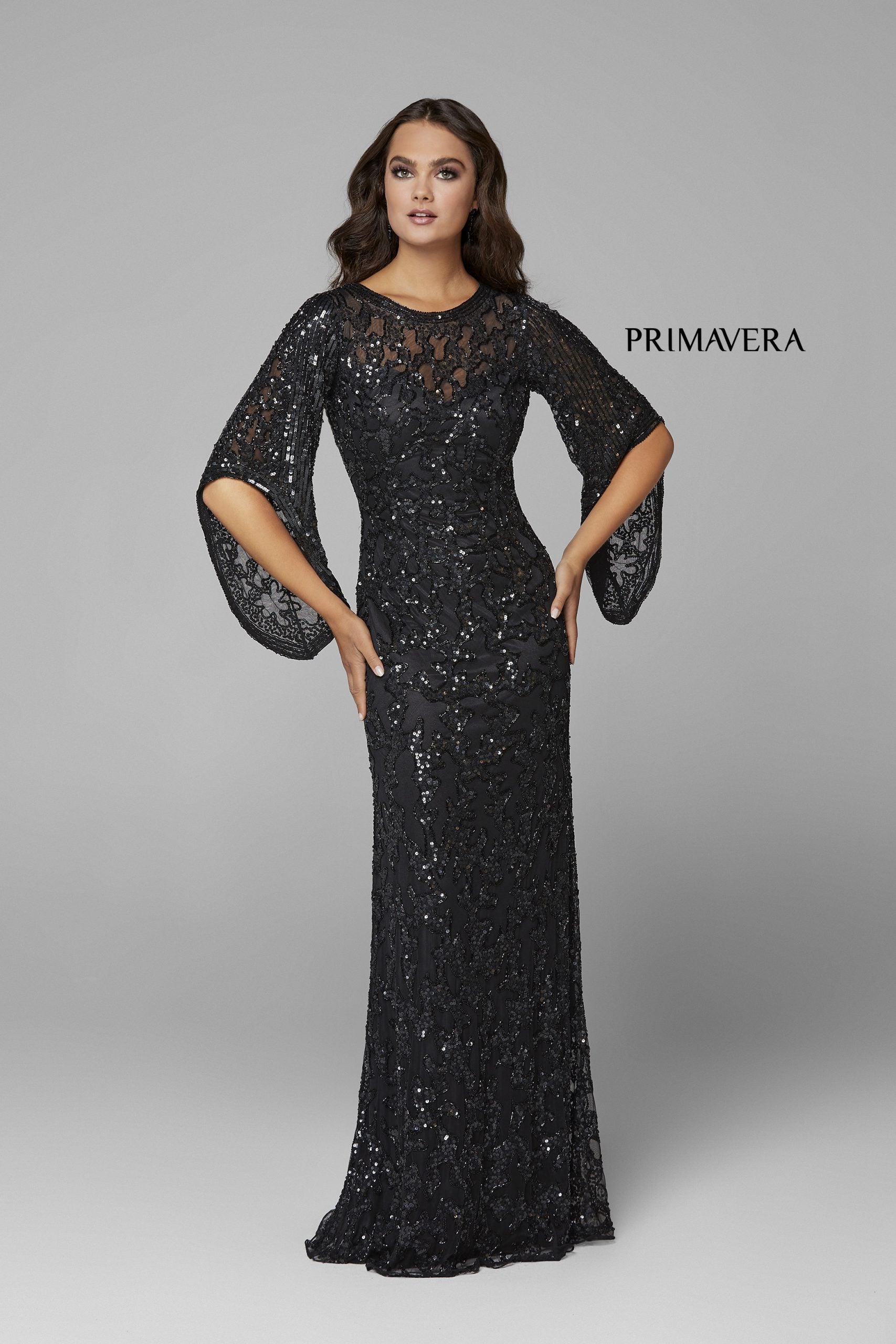 Formal Dresses Evening Long Formal Prom Sequin Dress Primavera Couture 9713 Black