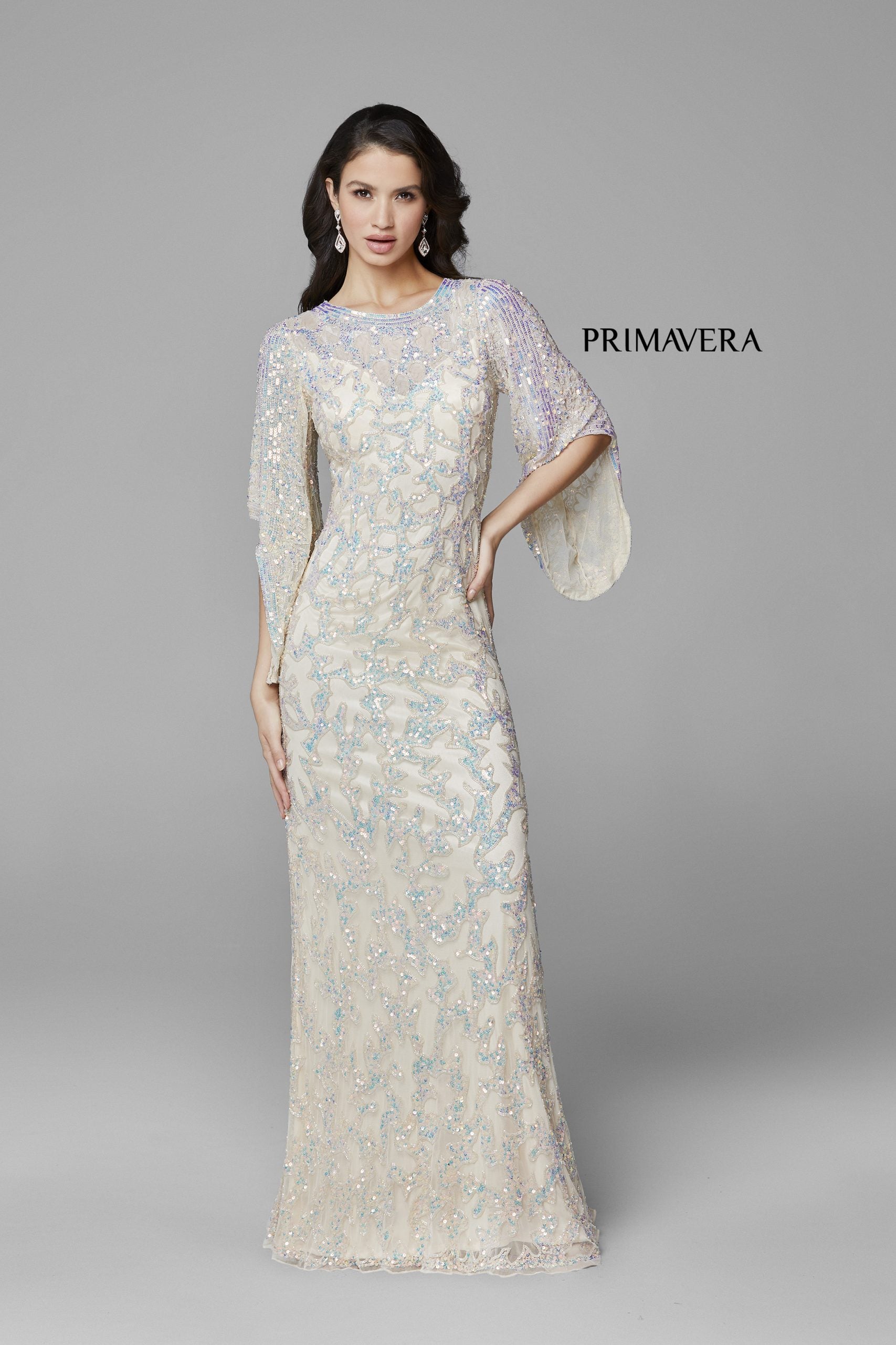 Formal Dresses Evening Long Formal Prom Sequin Dress Primavera Couture 9713 Nude