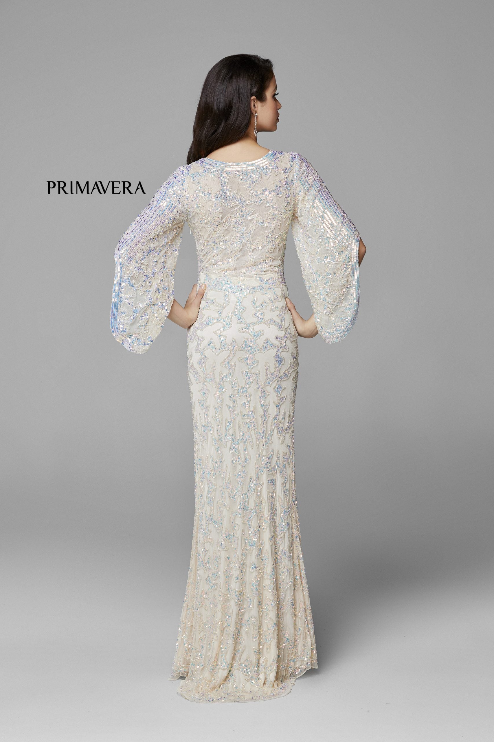 Formal Dresses Evening Long Formal Prom Sequin Dress Primavera Couture 9713 Nude