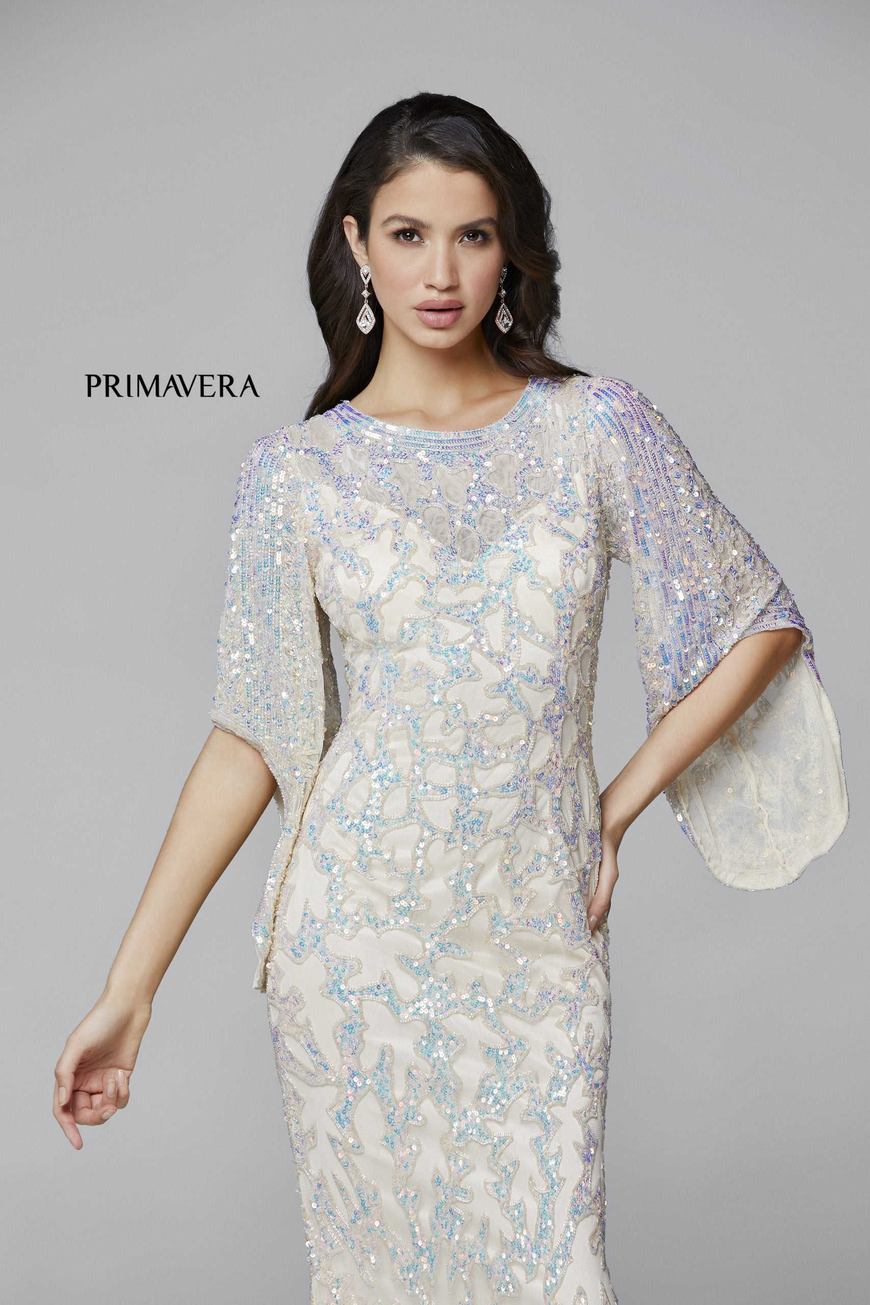 Formal Dresses Evening Long Formal Prom Sequin Dress Primavera Couture 9713 Nude