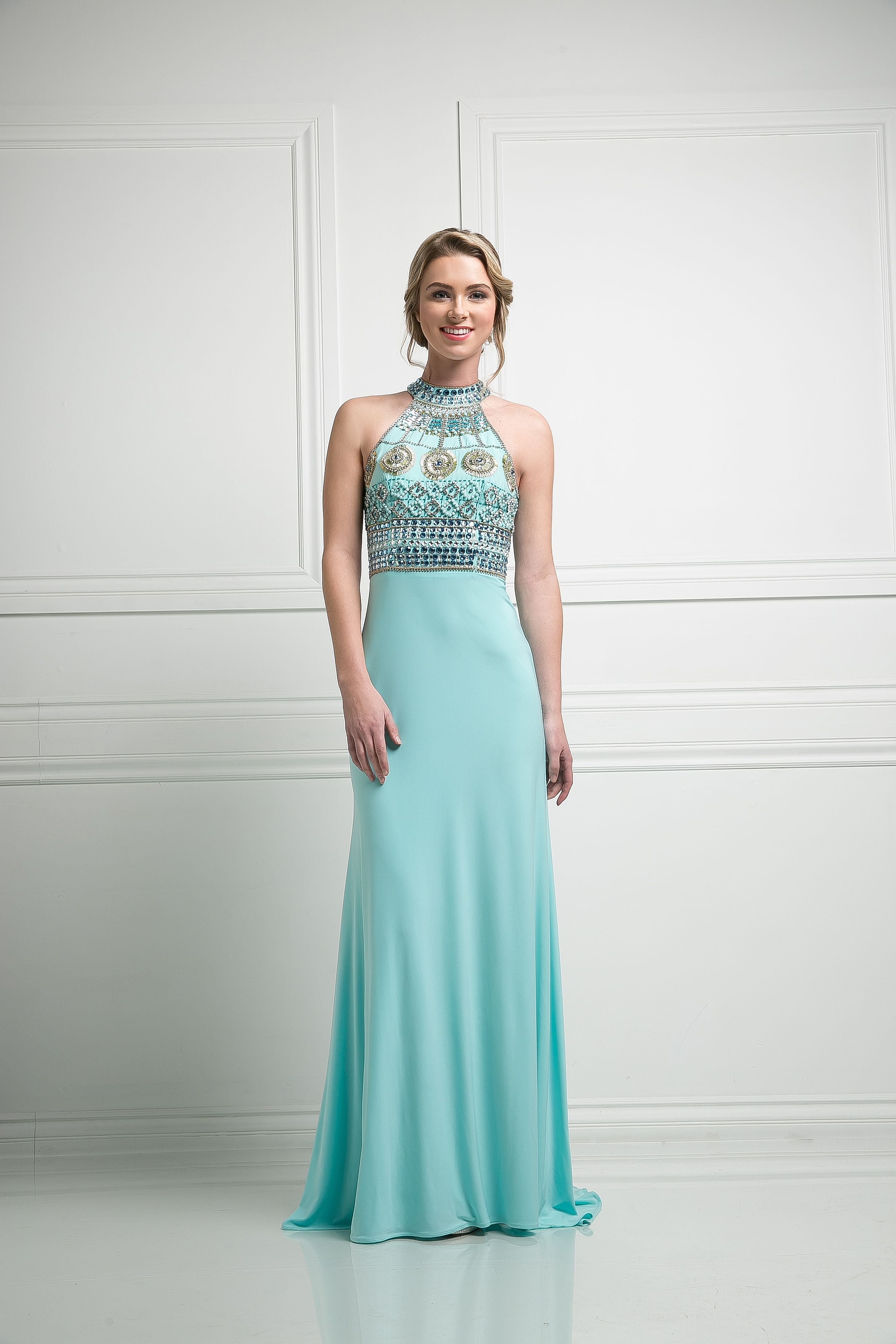Formal Dresses Long Formal Beaded Prom Evening Dress Mint