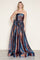 Prom Dresses  Metallic Long Formal A Line Prom Dress Turquoise/Bronze