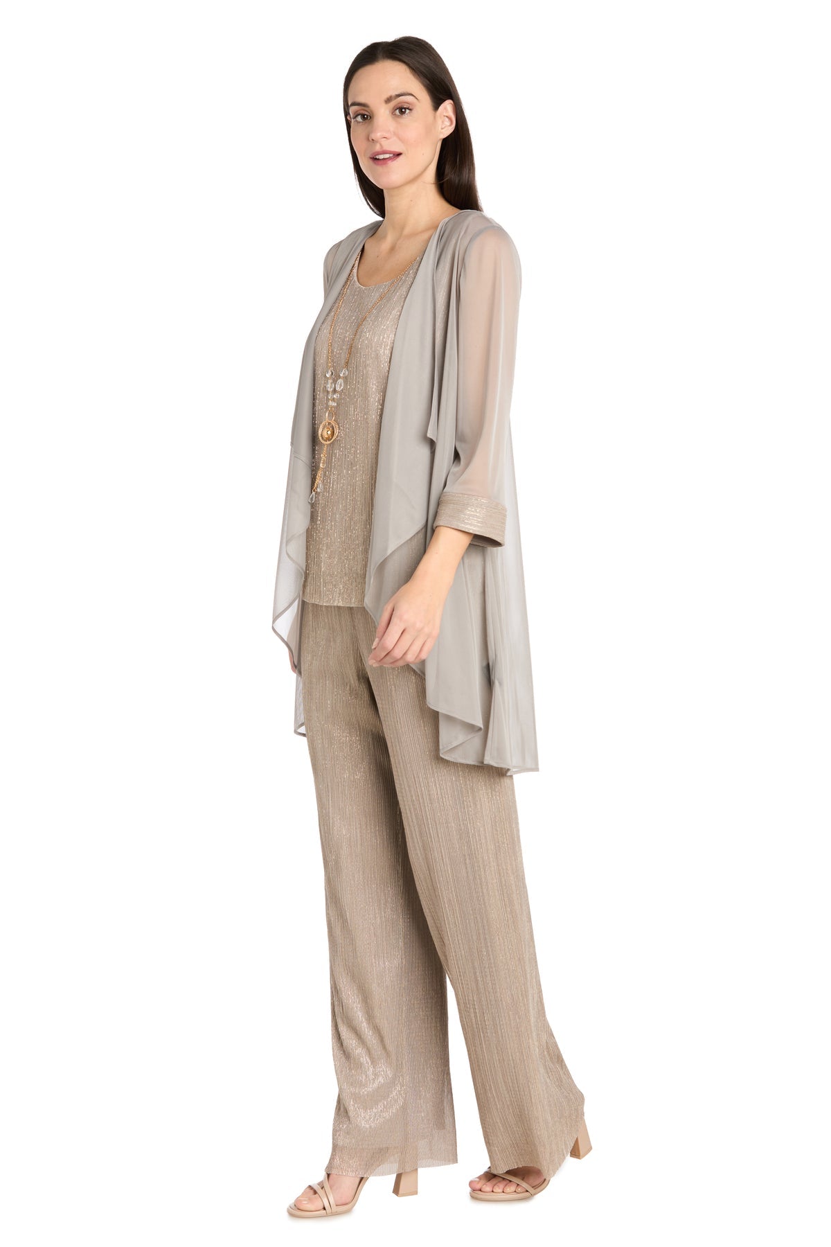 R&M Richards 9722P Long Three Piece Jacket Formal Petite Pant Suit
