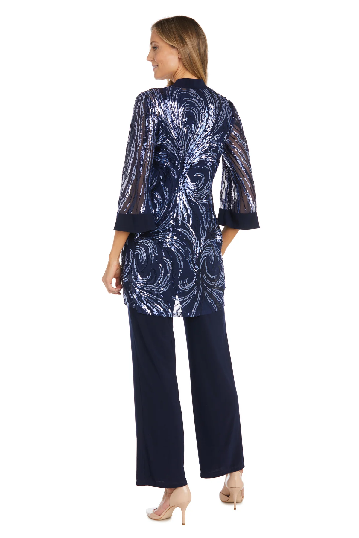 R&M Richards 9731 Long Sequins Jacket Dress Pant Set