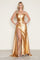 Prom Dresses Sit Long Formal Metallic Prom Slit Dress Champagne/Gold