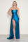 Prom Dresses Sit Long Formal Metallic Prom Slit Dress Teal