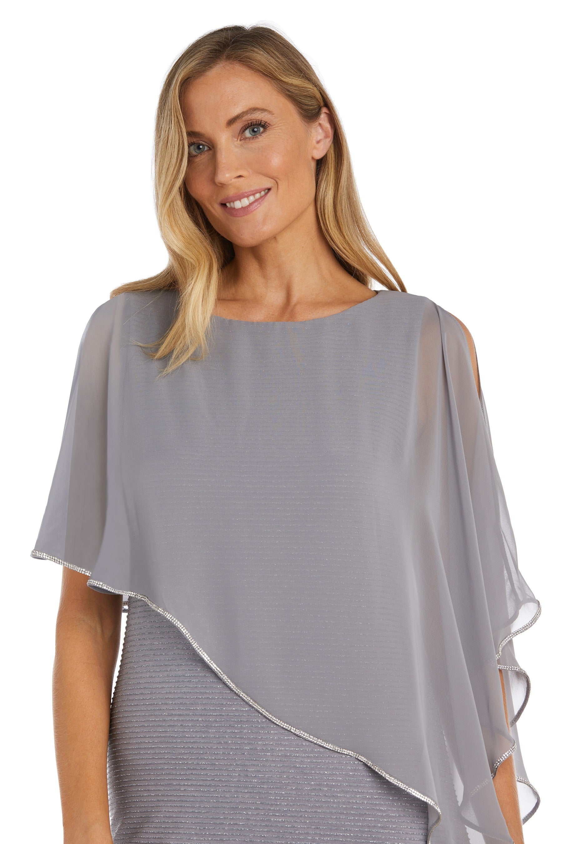 R&M Richards 97446P Short Formal Petite Poncho Dress