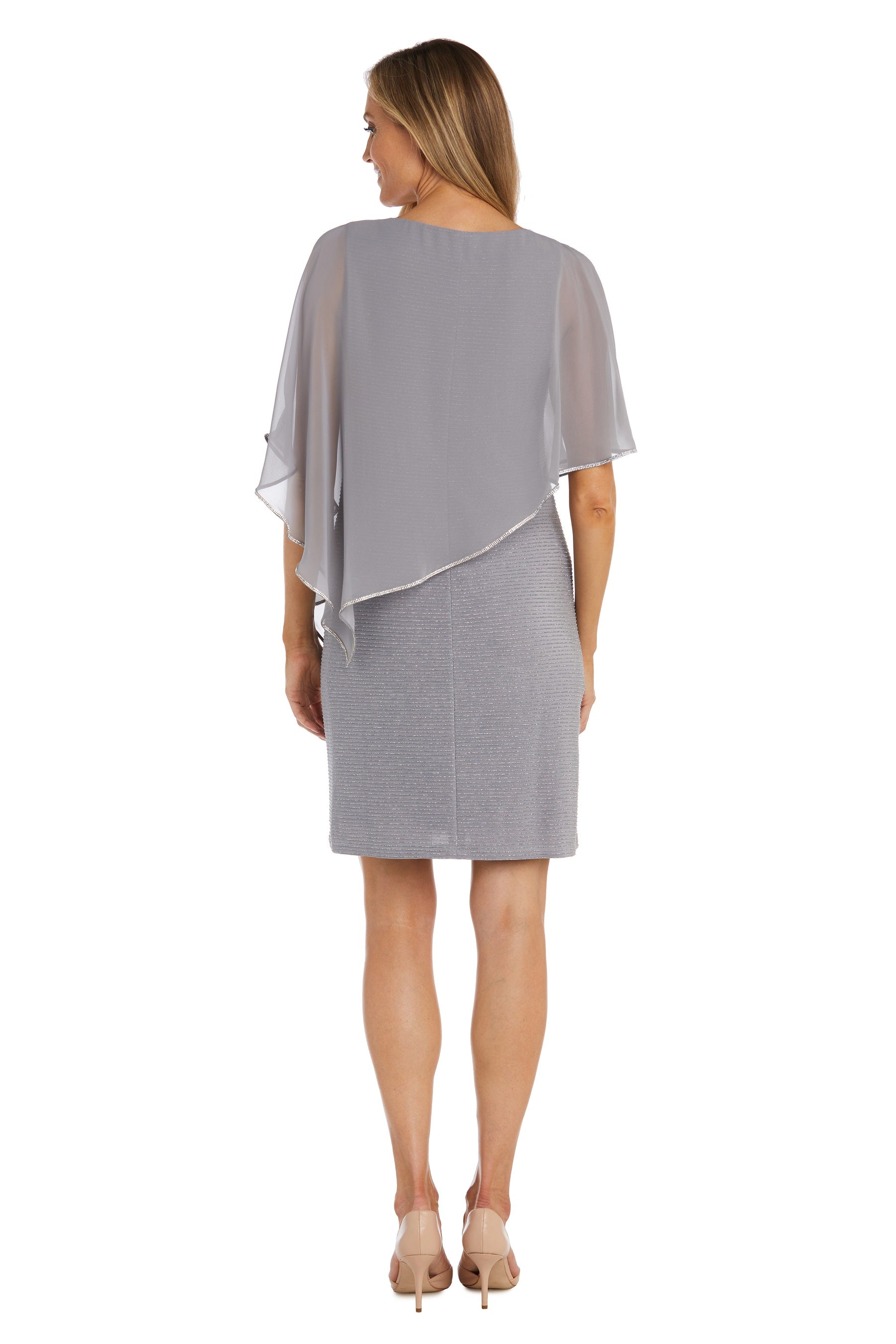 R&M Richards 97446P Short Formal Petite Poncho Dress
